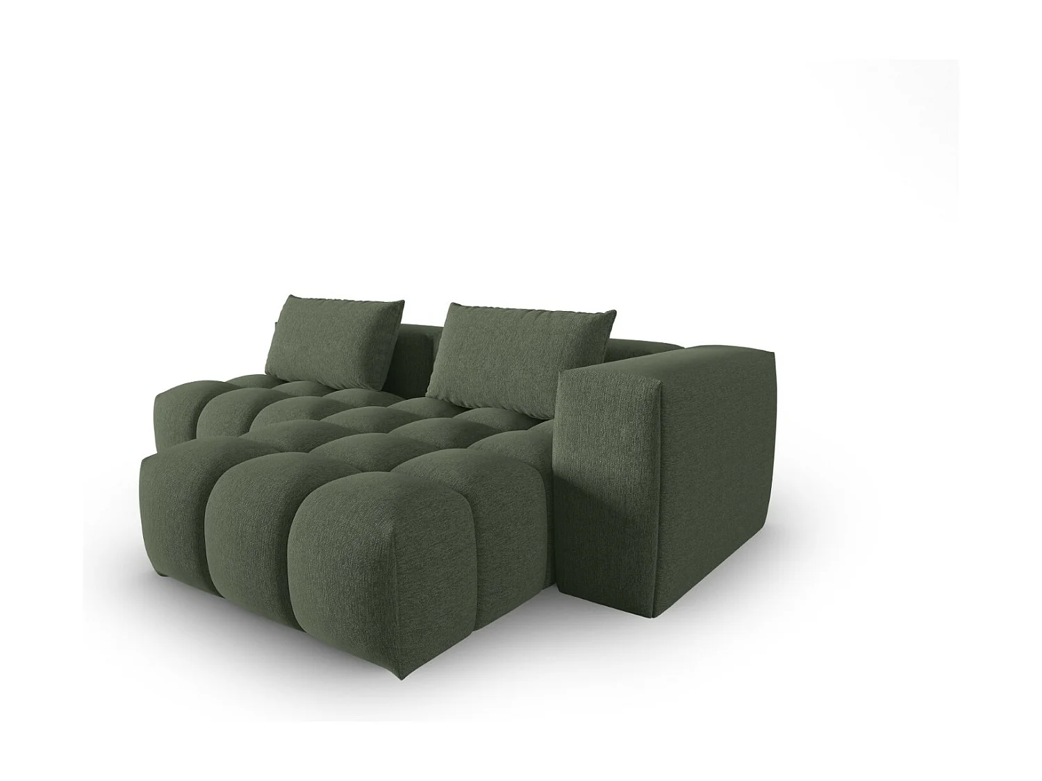 CXL by Christian Lacroix - Sofá modular de canto direito "Lorella" 3 lugares em tecido estrutural verde oliva escuro - 205x145x70cm