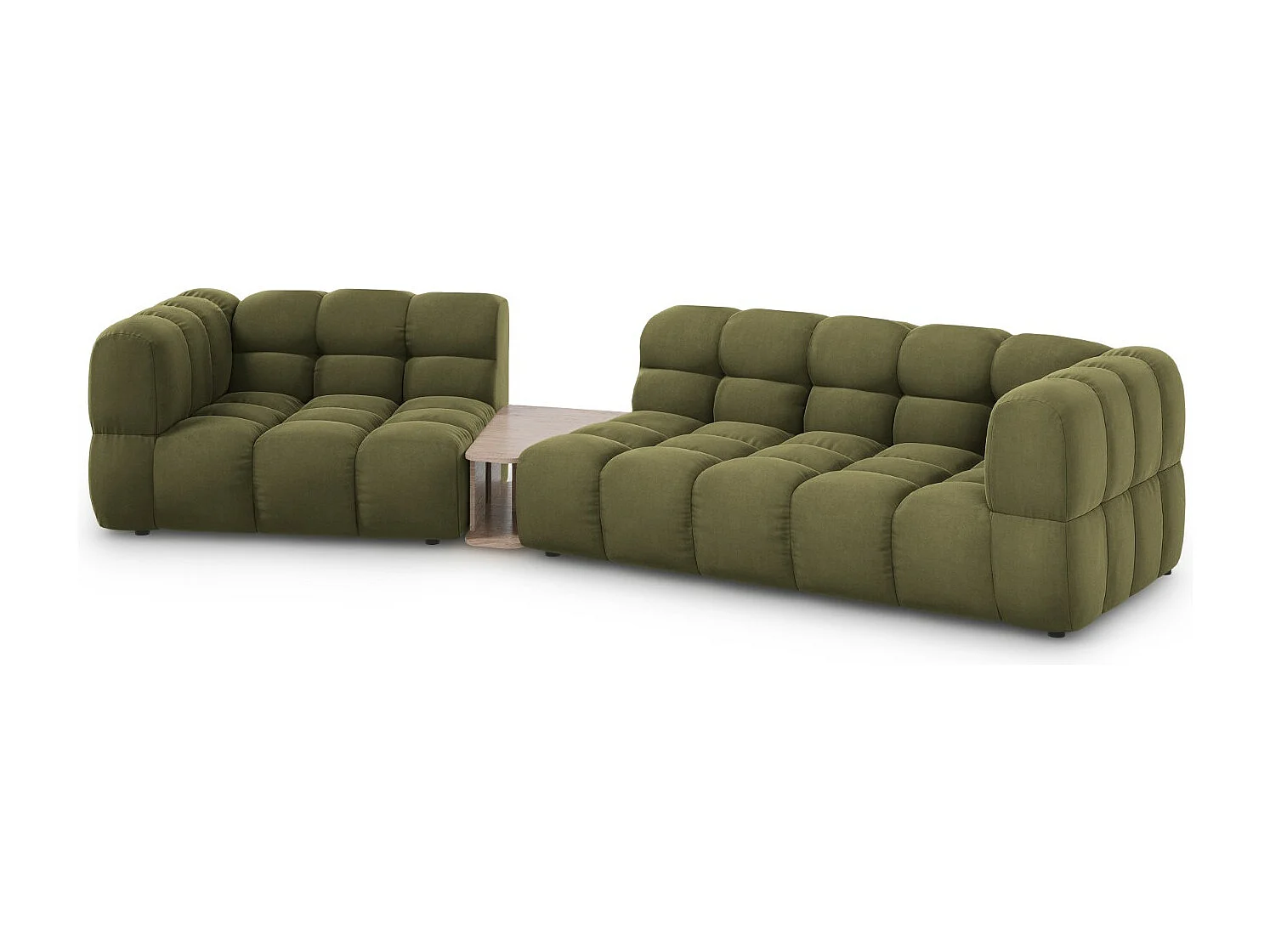 Cosmopolitan Design - Linker modulaire bank "Sky" 3 zitplaatsen, Flueel, Lichtgroen - 353x148x75cm