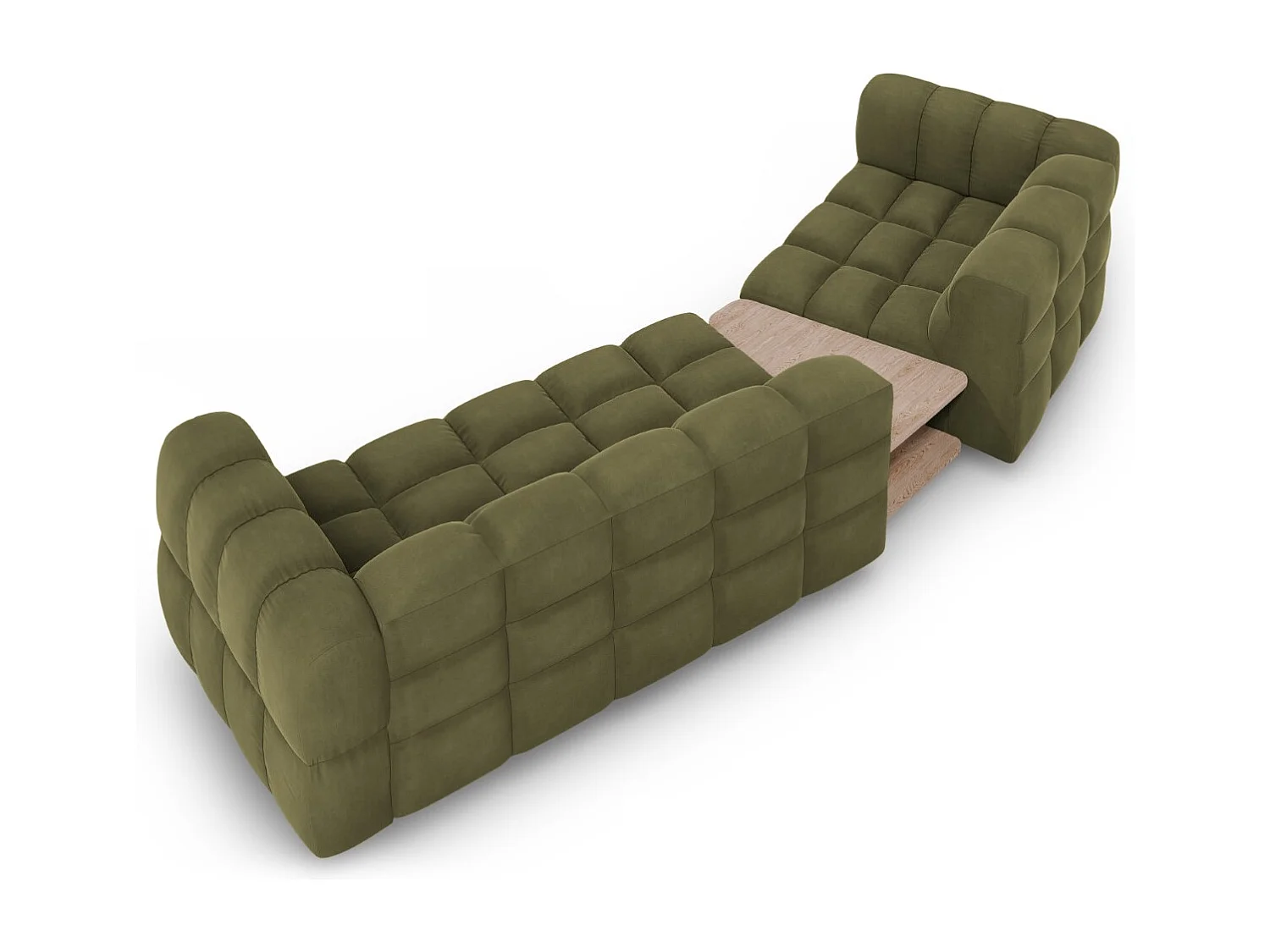 Cosmopolitan Design - Canapé modulable gauche "Sky" 3 places en velours vert clair - 353x148x75cm