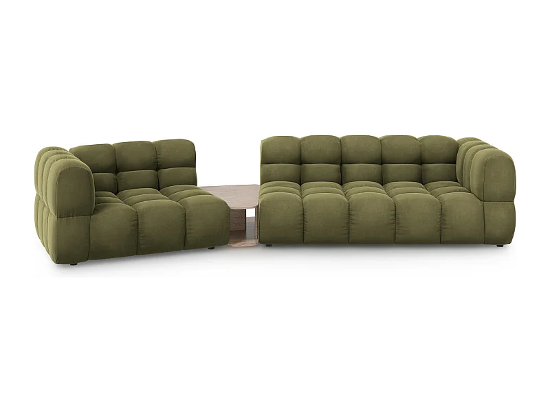 Cosmopolitan Design - Sofá modular virado para a esquerda "Sky" 3 lugares em veludo verde claro - 353x148x75cm