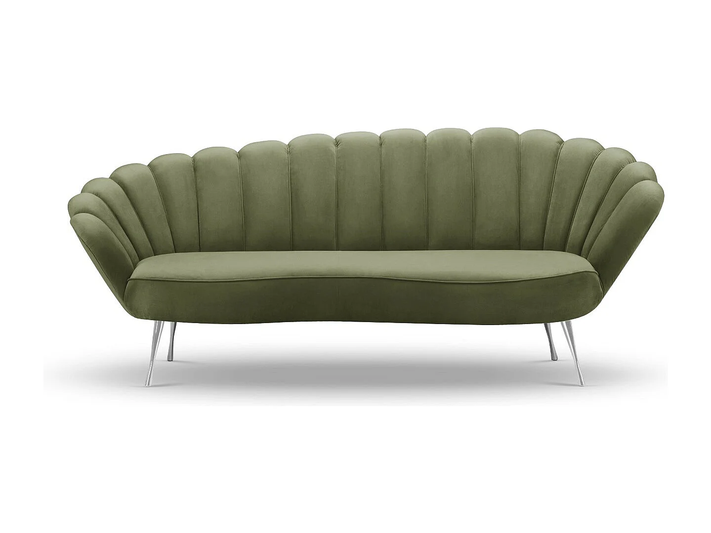 Cosmopolitan Design - Canapé "Kingston" 3 places en velours vert - 224x95x85cm
