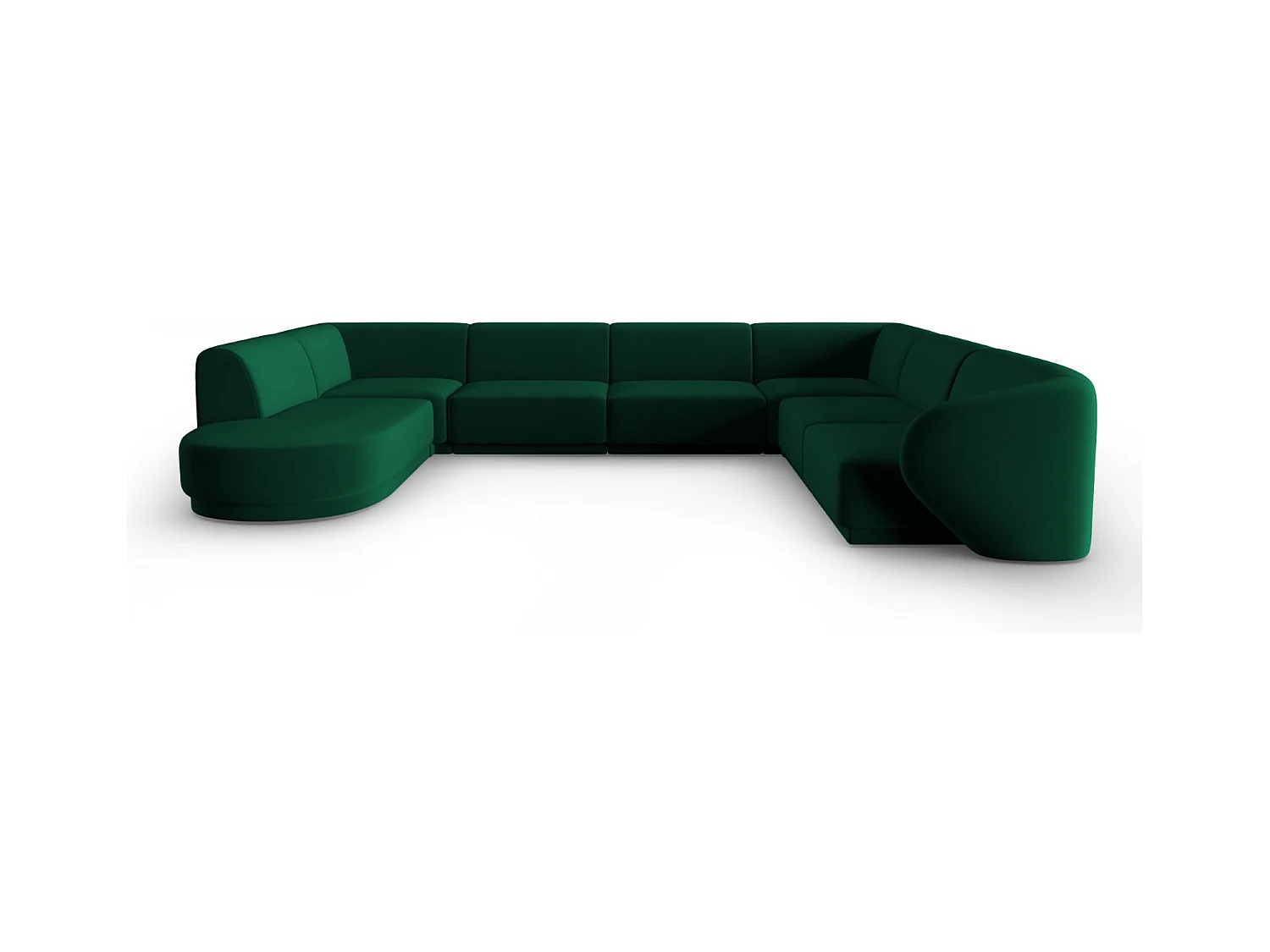 CXL by Christian Lacroix - Modulaire panoramische hoekbank rechts "Lionel" 8 zitplaatsen, Flueel, Flessengroen - 342x323x74cm