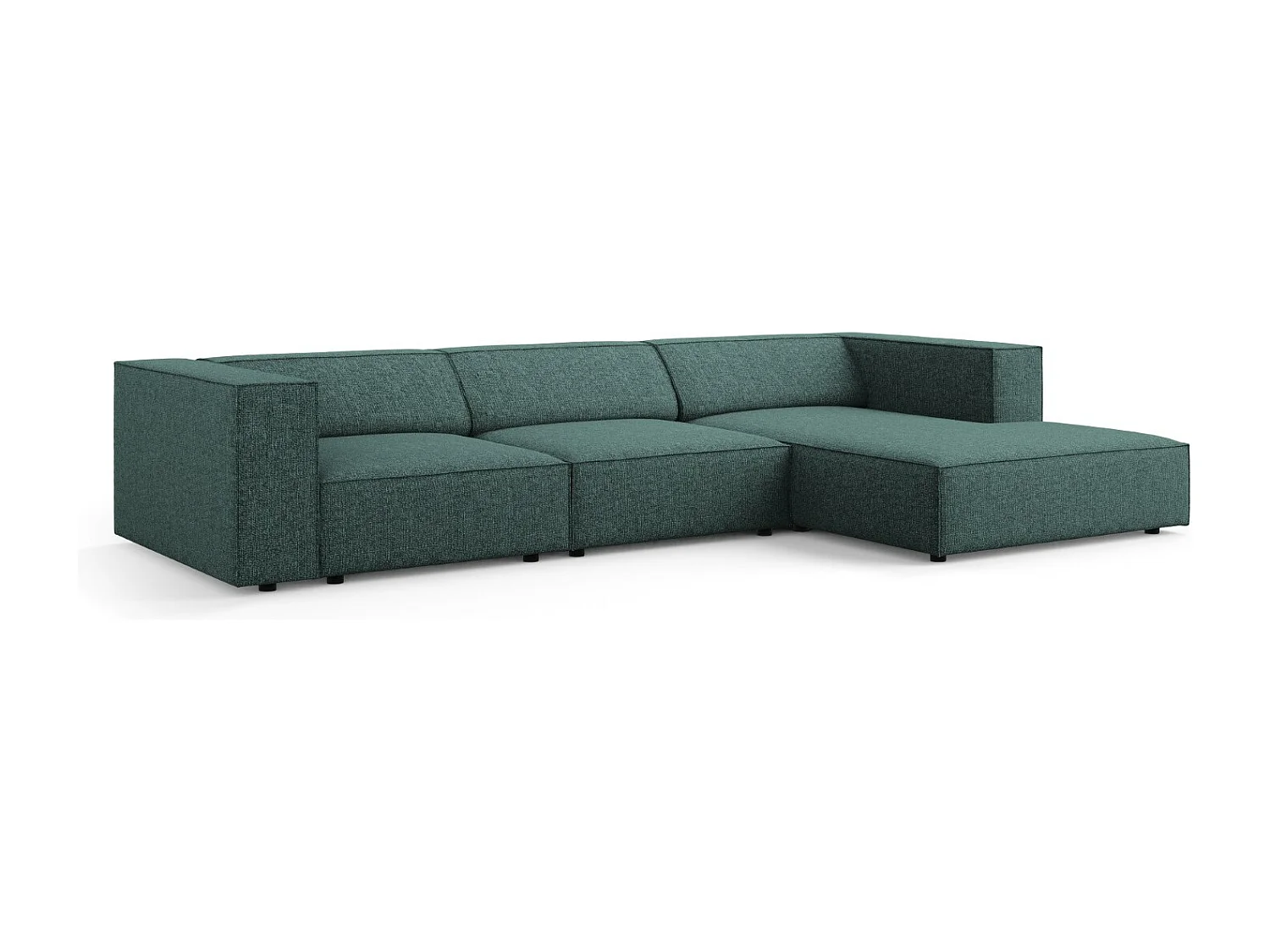 Cosmopolitan Design - Canapé d'angle droit "Arendal" 4 places en chenille pétrole - 284x166x70cm