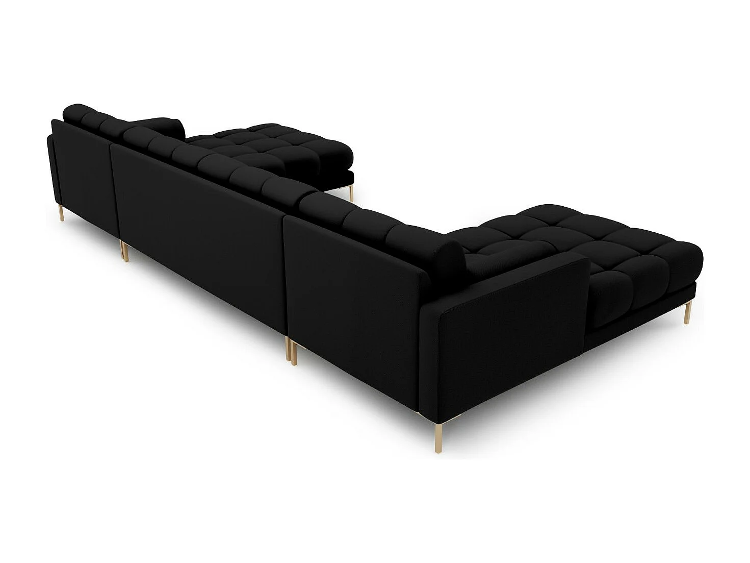 Cosmopolitan Design - Sofa panoramiczna, "Bali" 7 miejsc tkanina strukturalna, czarny - 383x185x75cm