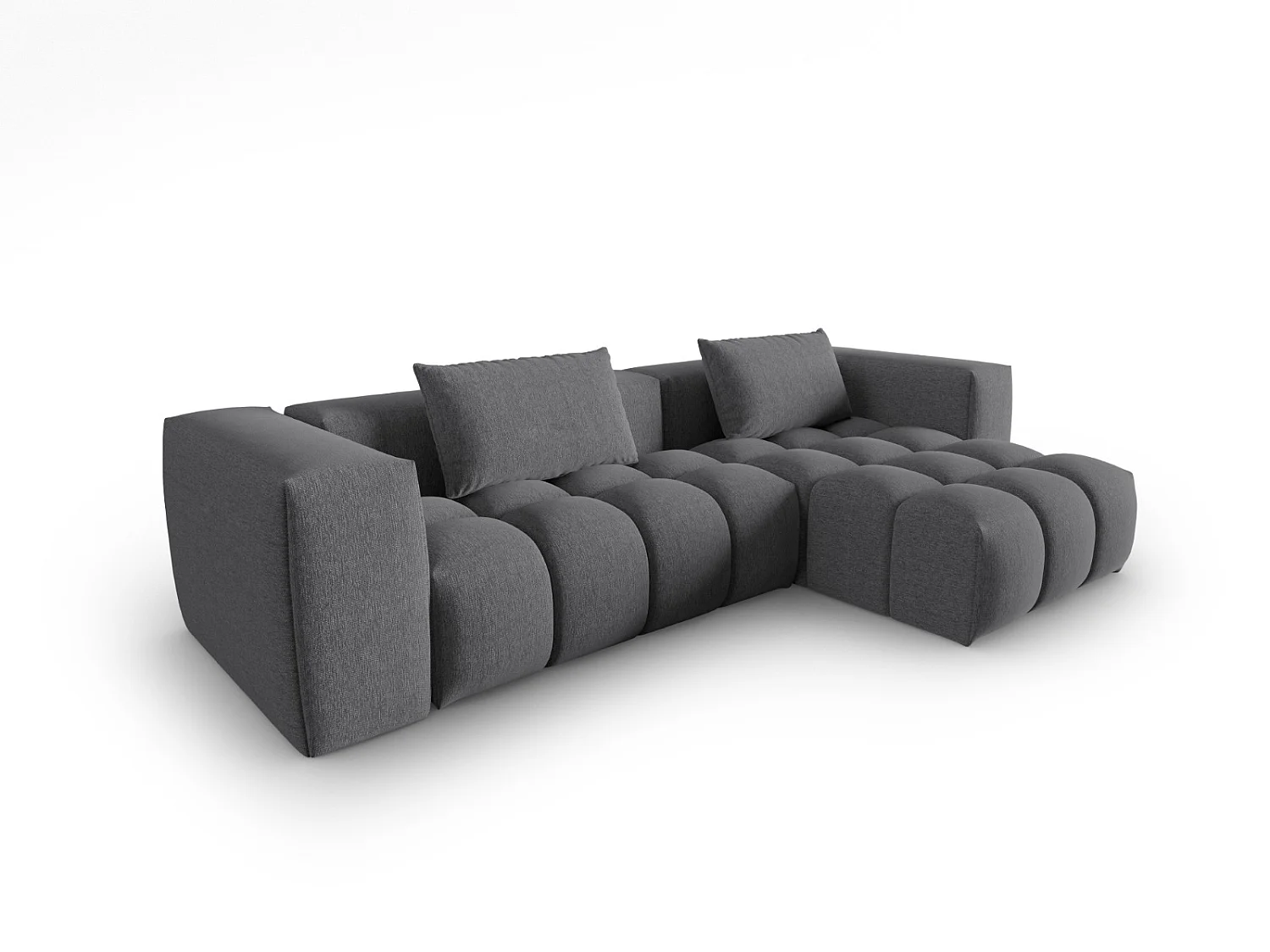 CXL by Christian Lacroix - 3-Sitzer modulares Ecksofa rechts "Lorella" Sitzer aus strukturiertem Stoff grau - 260x145x70cm
