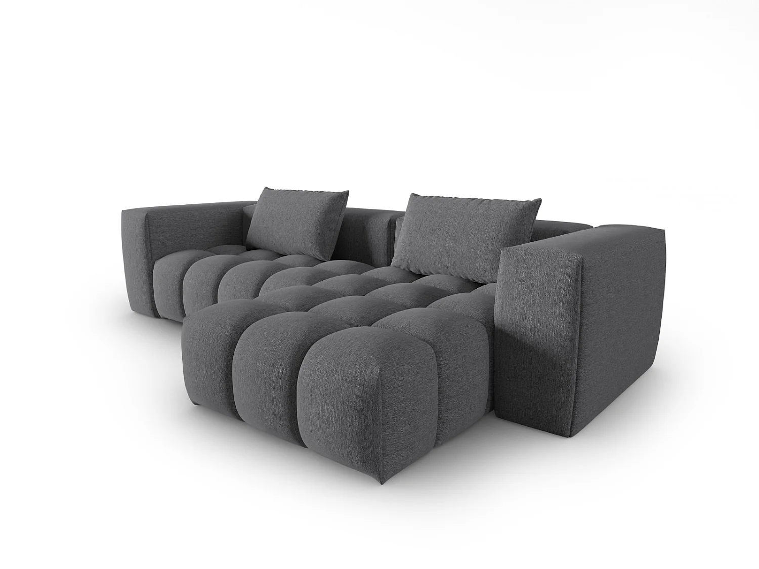CXL by Christian Lacroix - 3-Sitzer modulares Ecksofa rechts "Lorella" Sitzer aus strukturiertem Stoff grau - 260x145x70cm