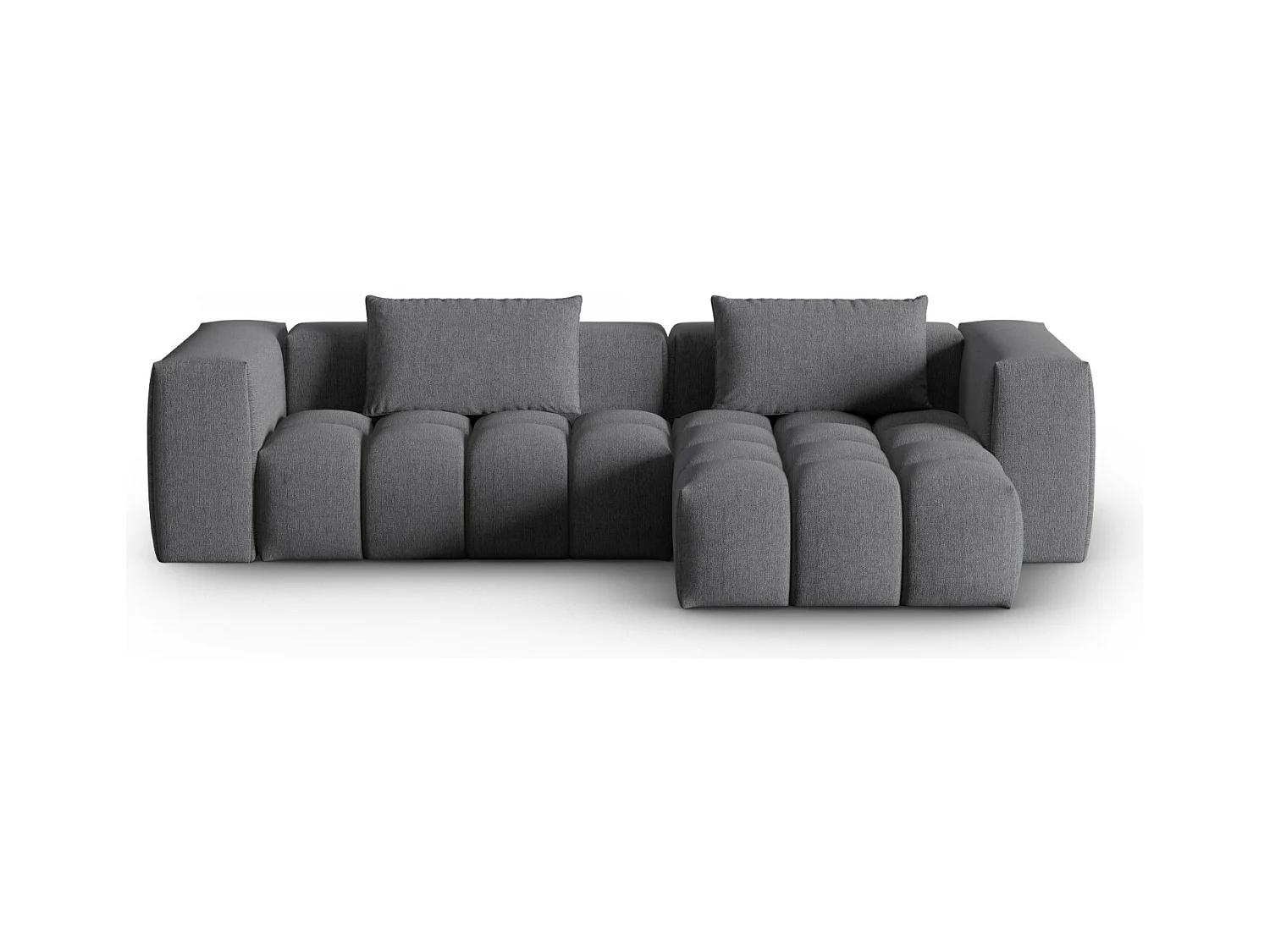 CXL by Christian Lacroix - Canapé d'angle droit modulable "Lorella" 3 places en tissu structurel gris - 260x145x70cm