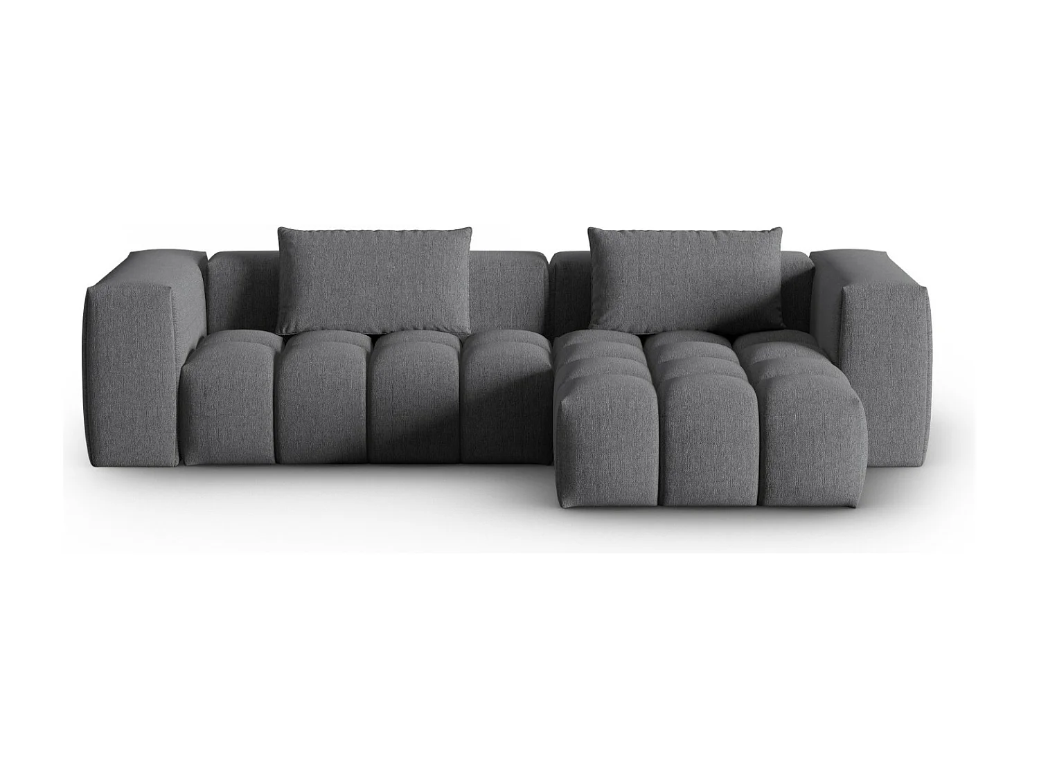 CXL by Christian Lacroix - Sofá modular de canto direito "Lorella" 3 lugares em tecido estrutural cinza - 260x145x70cm