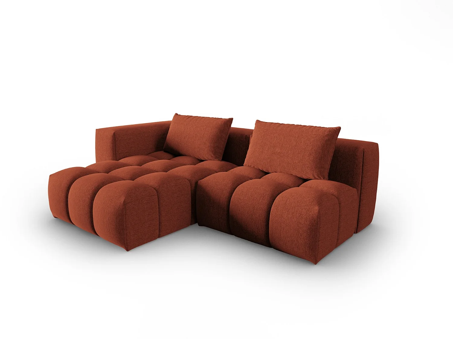 CXL by Christian Lacroix - Modulaire hoekbank links "Lorella" 3 zitplaatsen, Structurele stof, Koraal - 205x145x70cm