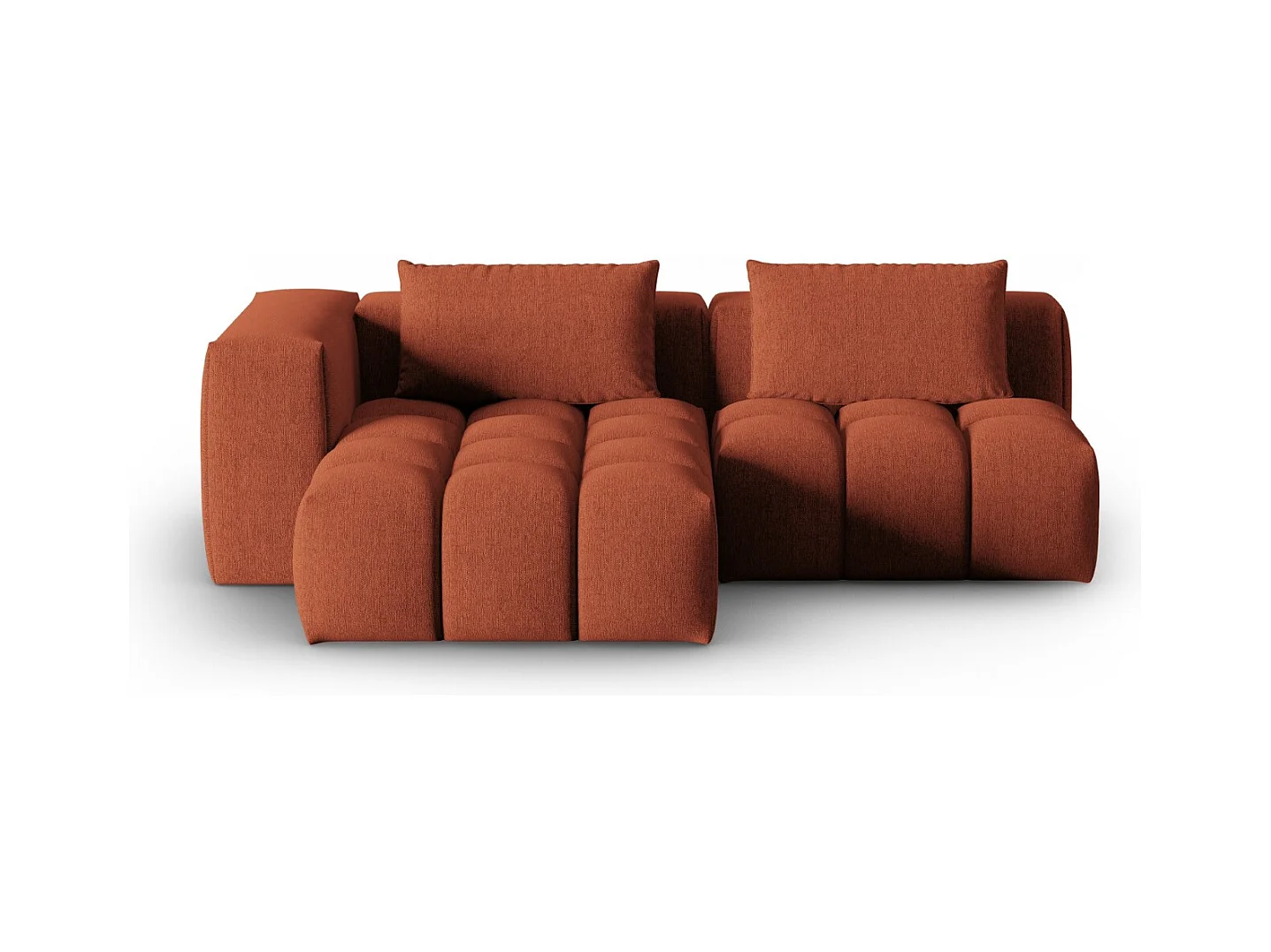 CXL by Christian Lacroix - Canapé d'angle gauche modulable "Lorella" 3 places en tissu structurel corail - 205x145x70cm