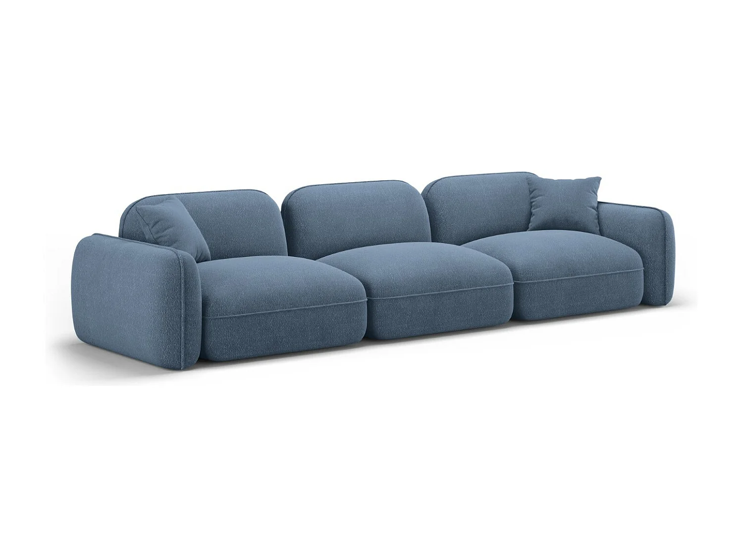 CXL by Christian Lacroix - Canapé modulable "Lucien" 4 places en velours blue jeans - 320x90x70cm