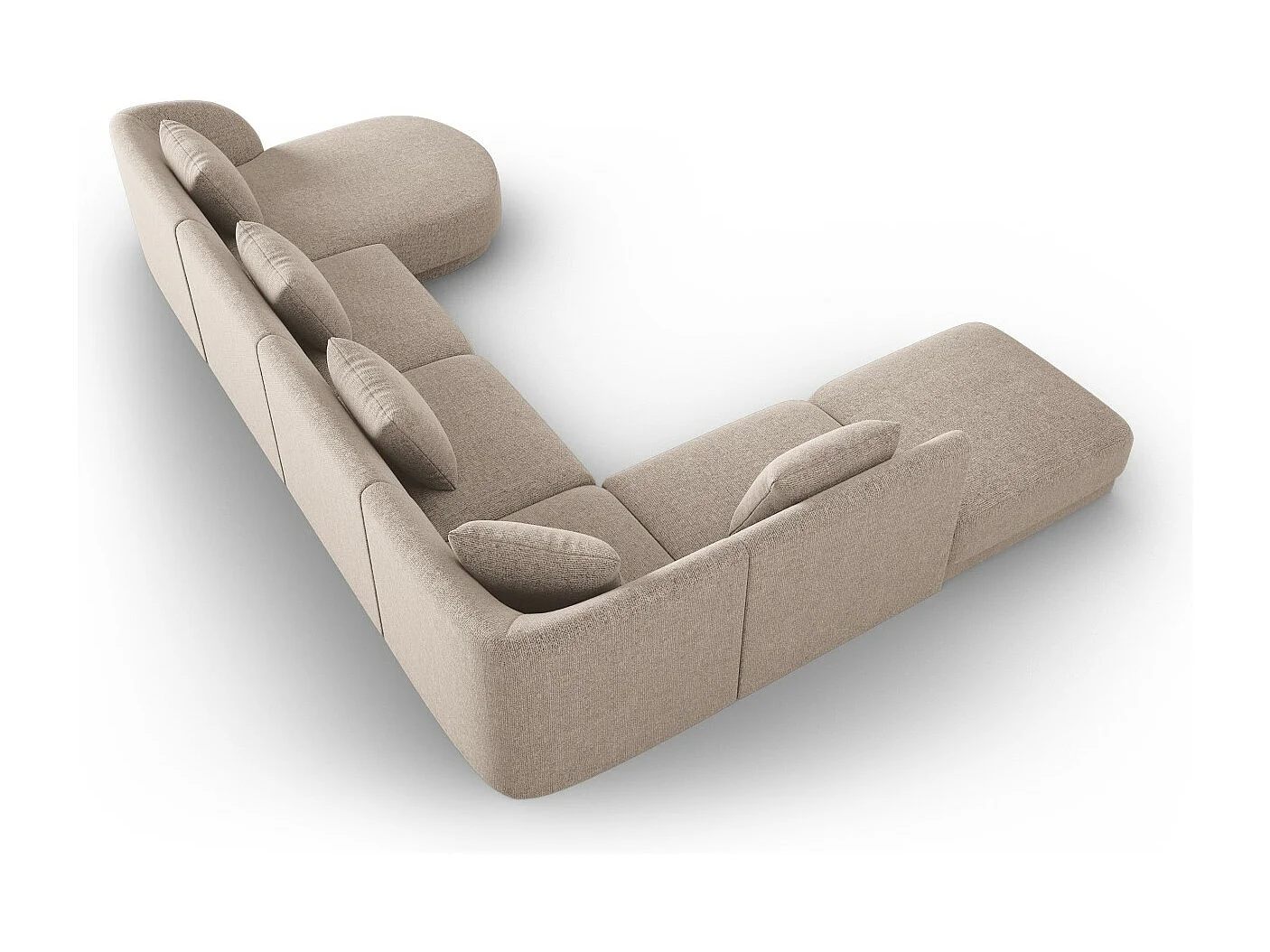 Cosmopolitan Design - Narożnik lewy panoramiczny, "Tulum" 6 miejsc szenil, beż - 330x255x70cm