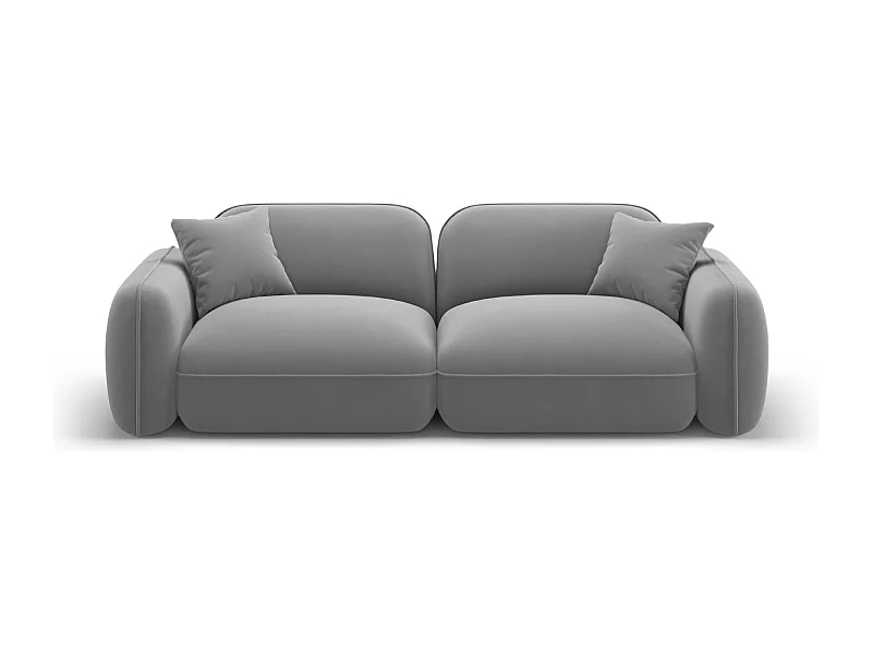 CXL by Christian Lacroix - Canapé modulable "Lucien" 3 places en velours gris clair - 230x90x70cm