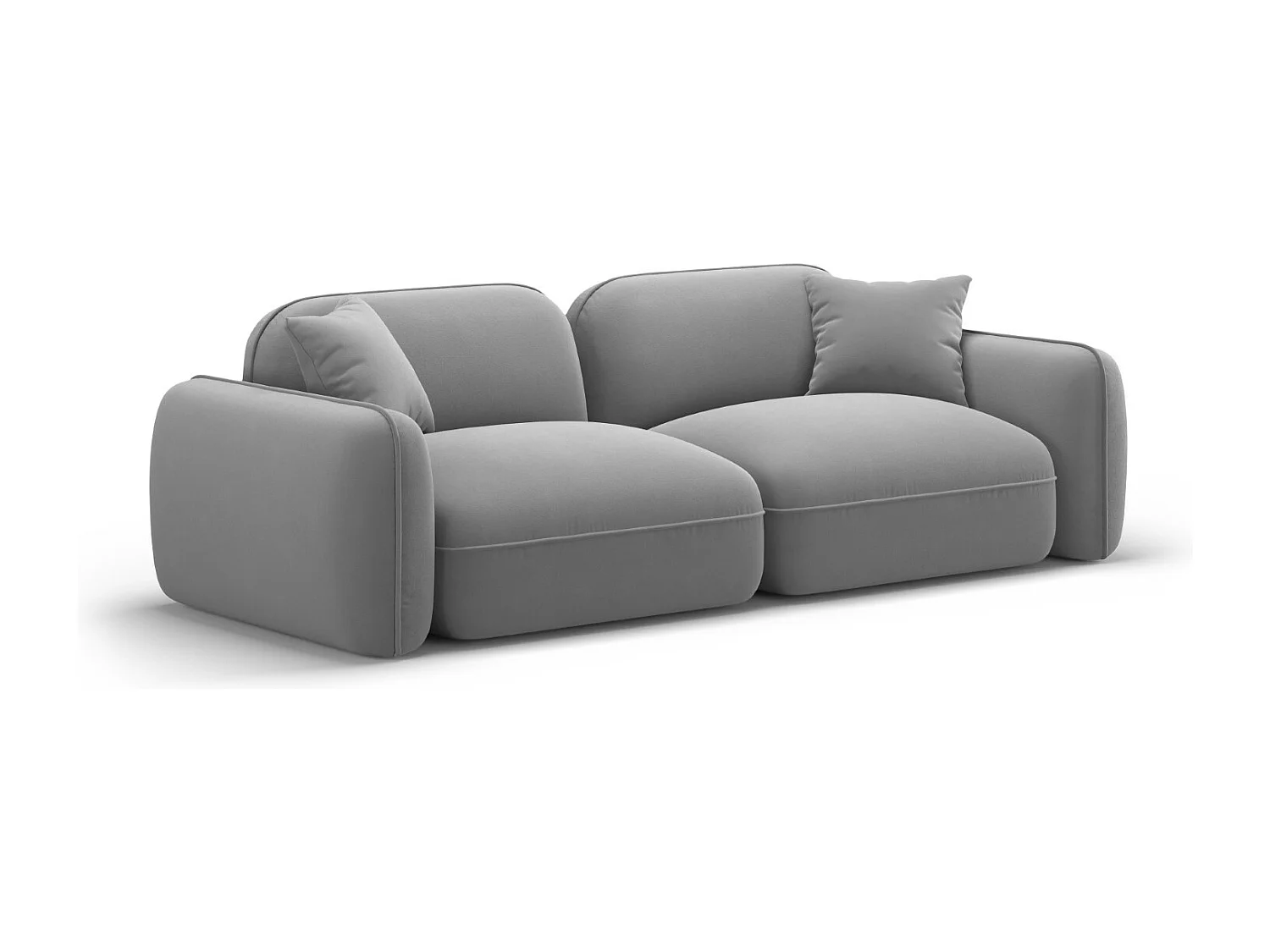 CXL by Christian Lacroix - Sofá modular "Lucien" 3 plazas de terciopelo gris claro - 230x90x70cm