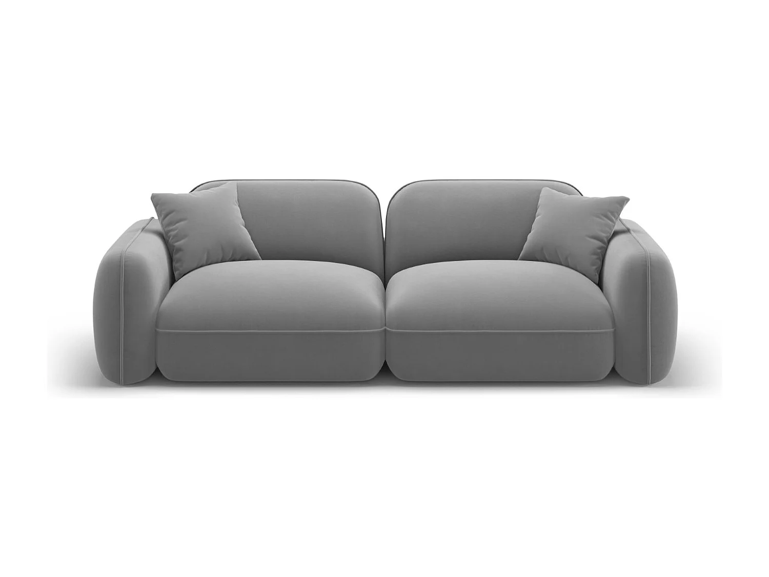 CXL by Christian Lacroix - Canapé modulable "Lucien" 3 places en velours gris clair - 230x90x70cm