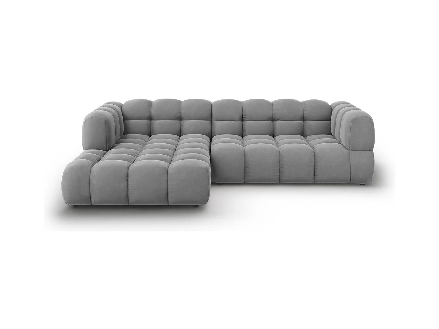 Cosmopolitan Design - Modulaire hoekbank links "Sky" 4 zitplaatsen, Flueel, Lichtgrijs - 272x162x75cm