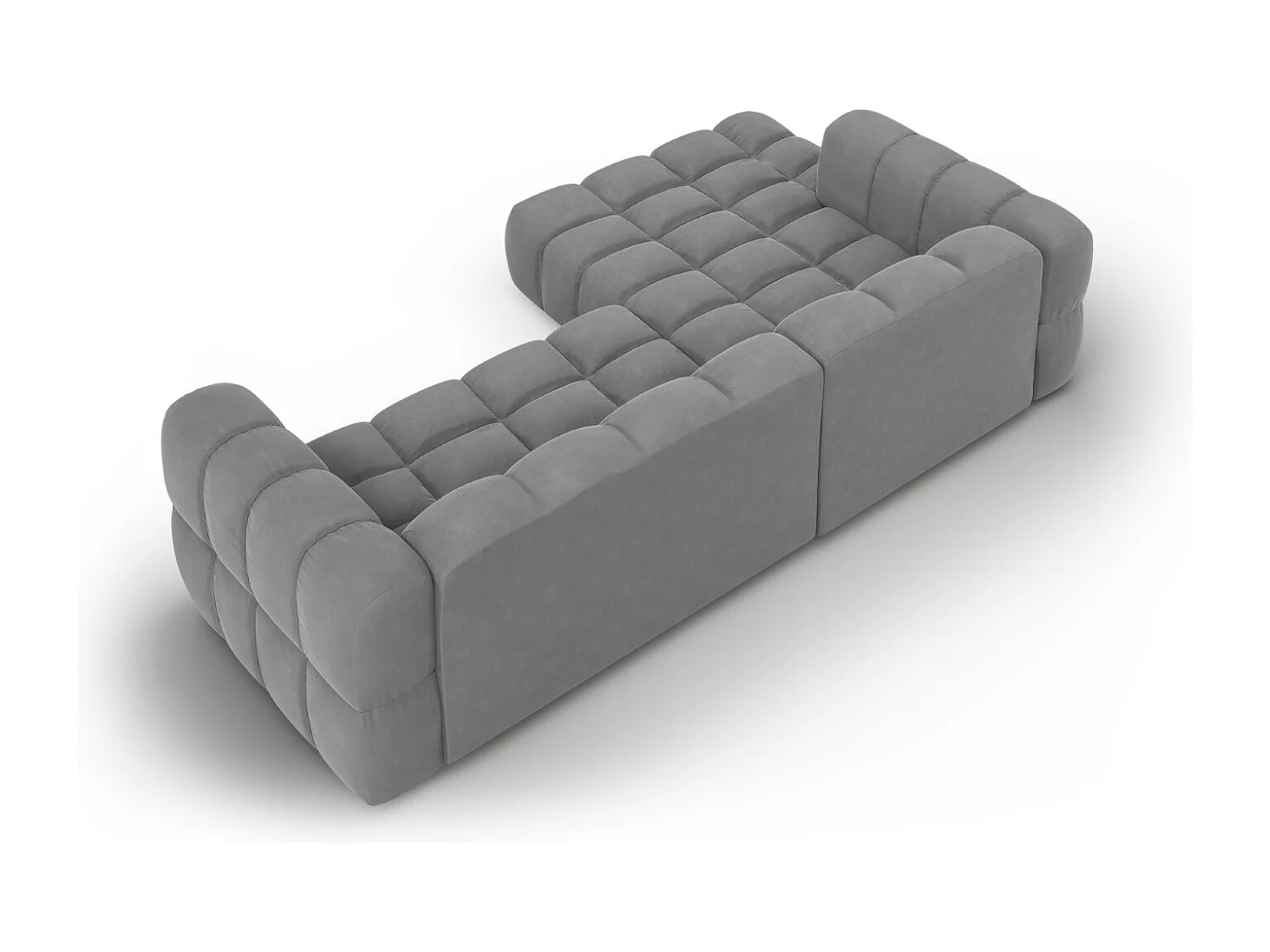 Cosmopolitan Design - Canapé d'angle gauche modulable "Sky" 4 places en velours gris clair - 272x162x75cm