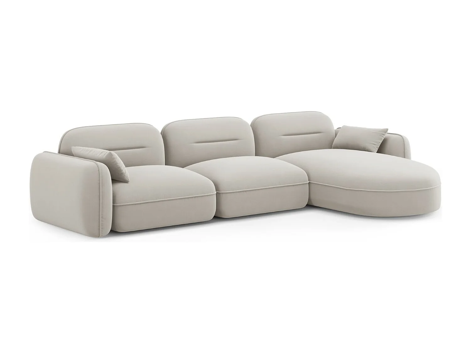 Cosmopolitan Design - Modulaire hoekbank rechts "Sydney" 4 zitplaatsen, Flueel, Lichtbeige - 320x165x70cm