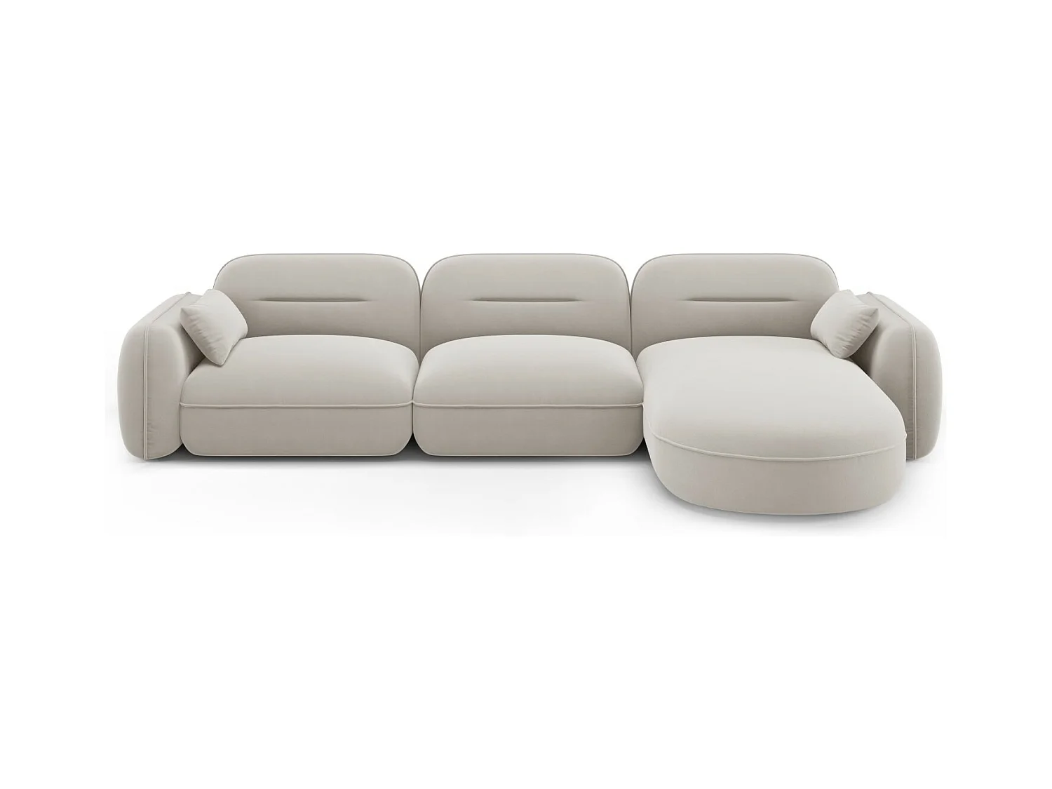 Cosmopolitan Design - Modulaire hoekbank rechts "Sydney" 4 zitplaatsen, Flueel, Lichtbeige - 320x165x70cm