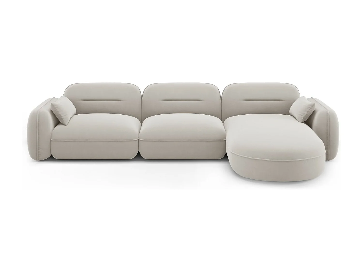 Cosmopolitan Design - Canapé d'angle droit modulable "Sydney" 4 places en velours beige clair - 320x165x70cm