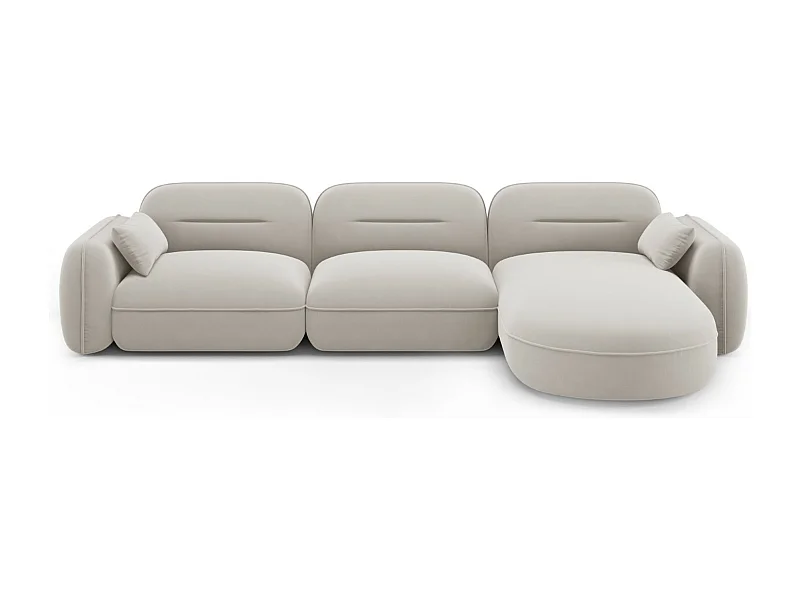 Cosmopolitan Design - Canapé d'angle droit modulable "Sydney" 4 places en velours beige clair - 320x165x70cm