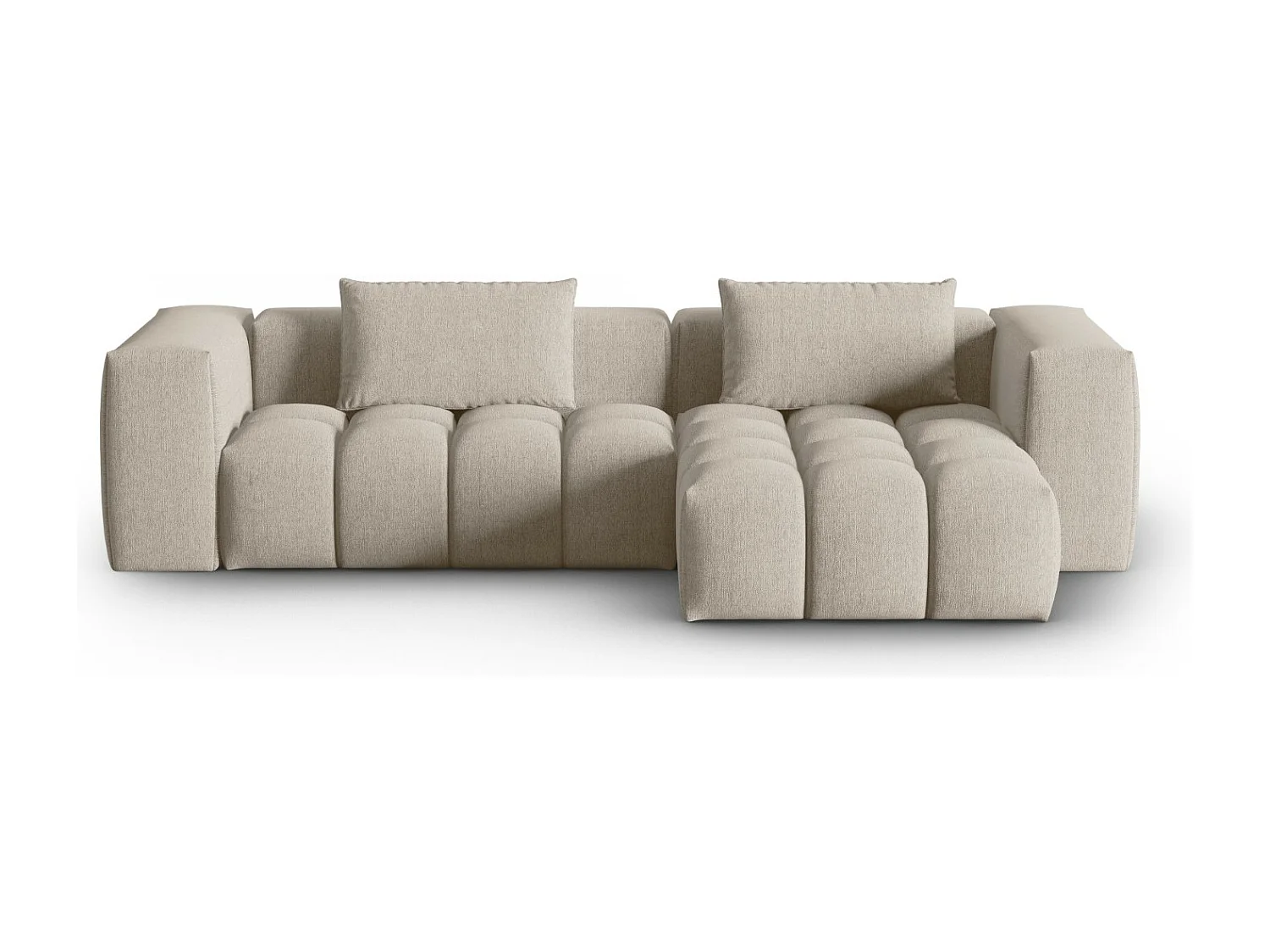 CXL by Christian Lacroix - Sofá modular de canto direito "Lorella" 3 lugares em tecido estrutural areia - 260x145x70cm