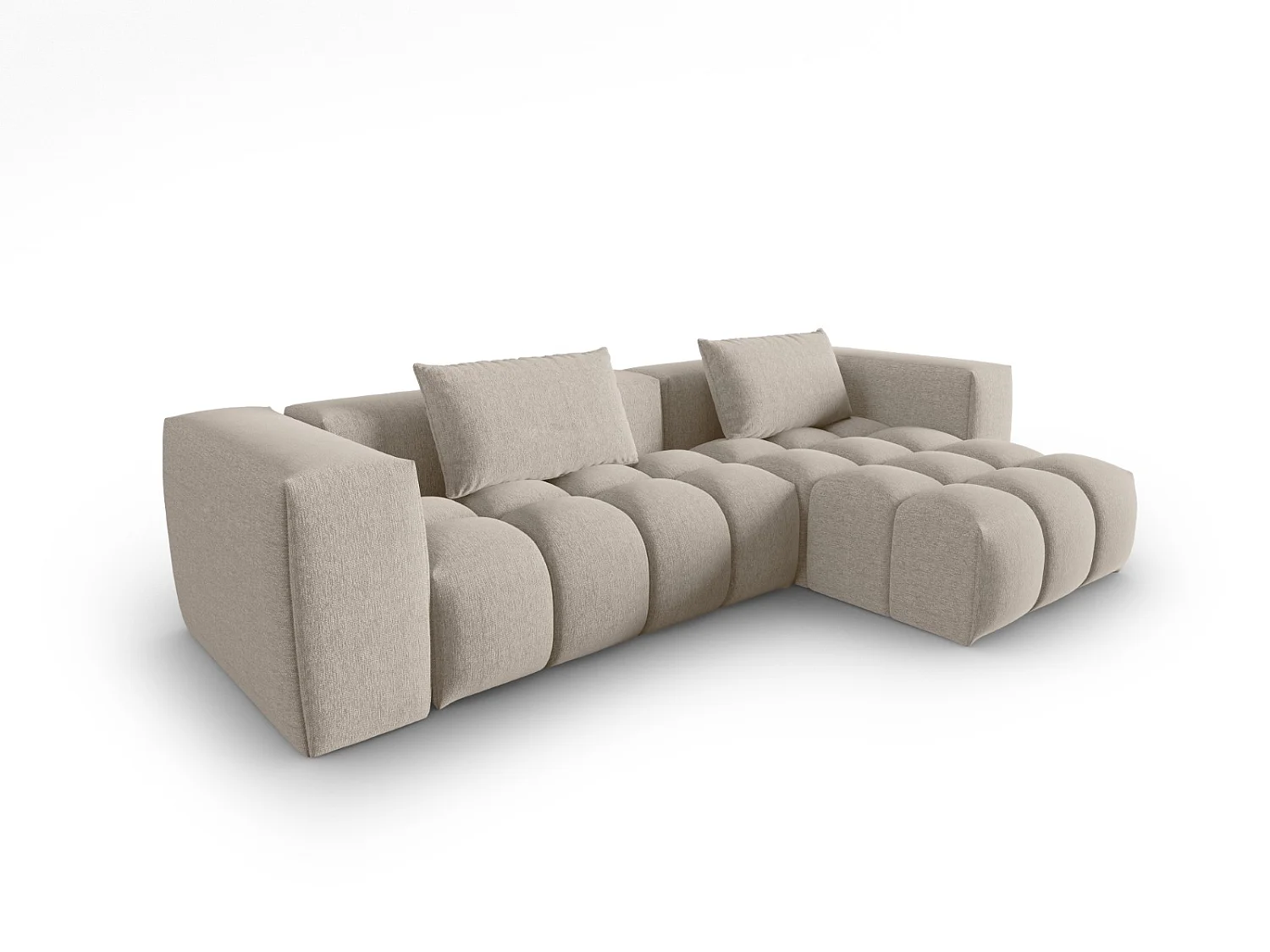 CXL by Christian Lacroix - Sofá modular de canto direito "Lorella" 3 lugares em tecido estrutural areia - 260x145x70cm