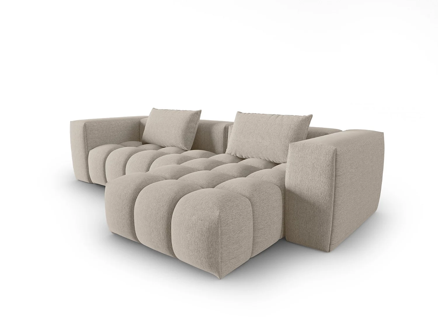 CXL by Christian Lacroix - Sofá modular de canto direito "Lorella" 3 lugares em tecido estrutural areia - 260x145x70cm