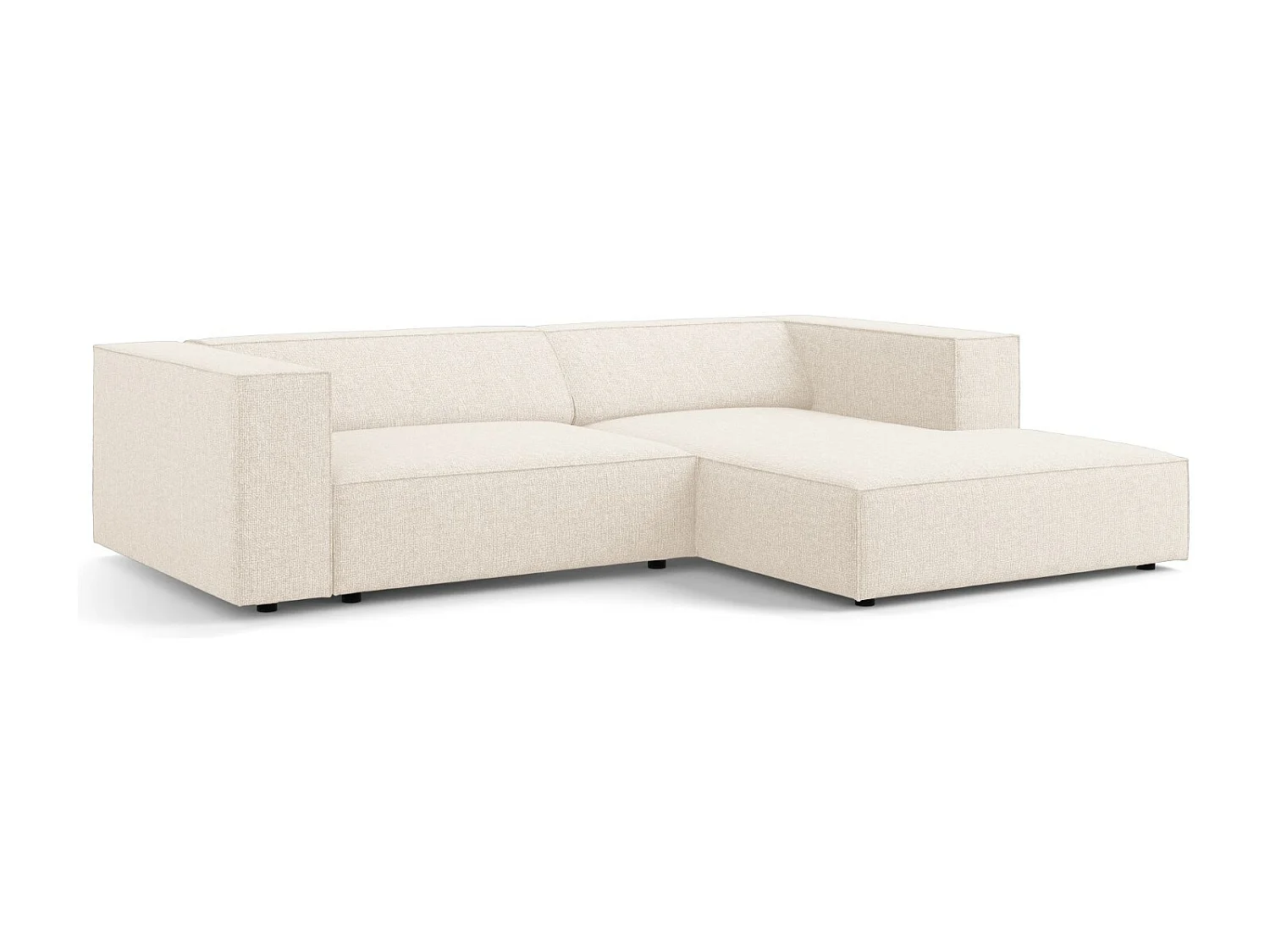 Cosmopolitan Design - Rechter hoekbank "Arendal" 3 zitplaatsen, Chenille, Lichtbeige - 224x166x70cm