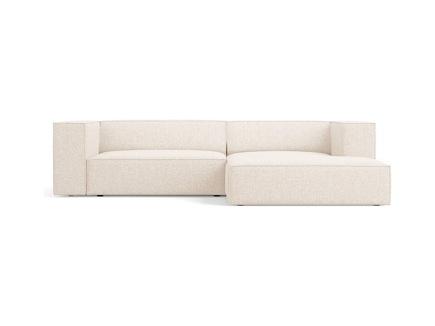 Cosmopolitan Design - Canapé d'angle droit "Arendal" 3 places en chenille beige clair - 224x166x70cm