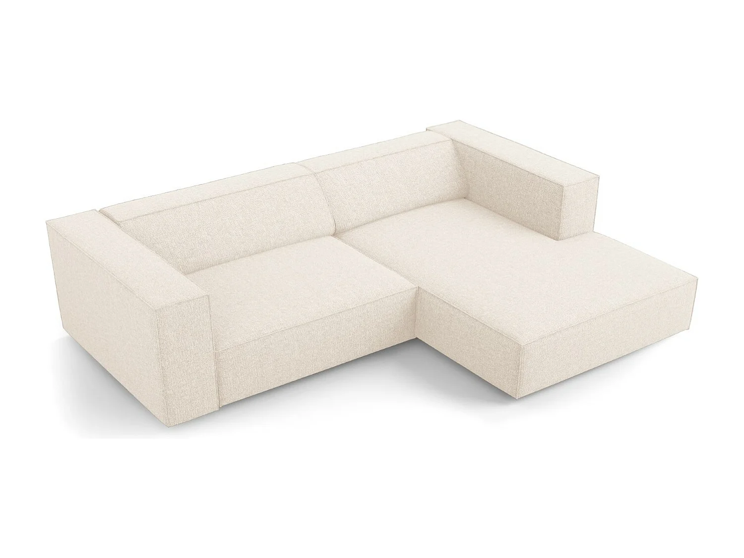 Cosmopolitan Design - Rechter hoekbank "Arendal" 3 zitplaatsen, Chenille, Lichtbeige - 224x166x70cm