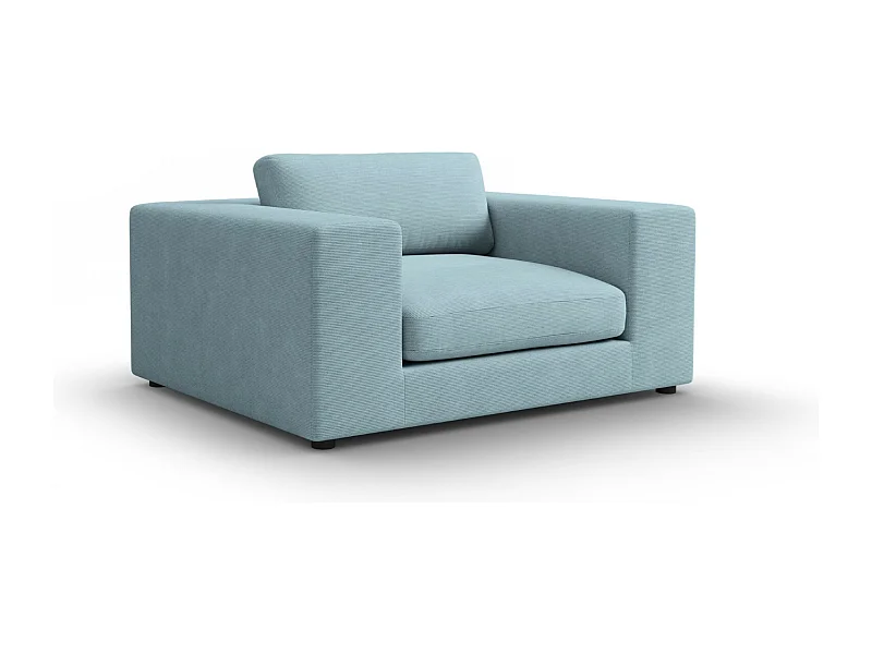 CXL by Christian Lacroix - Sofá "Tendance" 1,5 lugares em veludo cotelê azul claro - 156x122x72cm