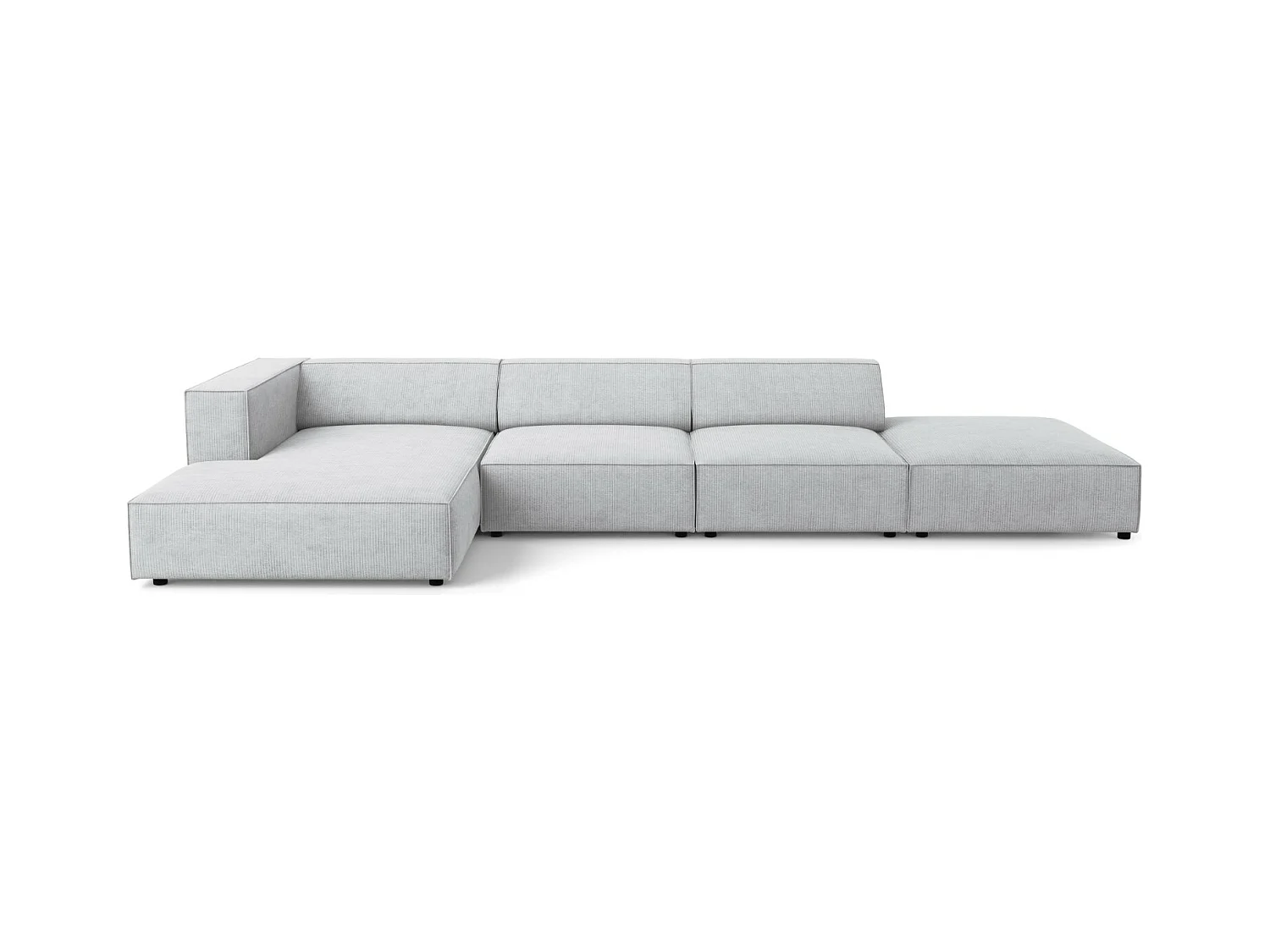 Cosmopolitan Design - Linker hoekbank "Arendal" 5 zitplaatsen, Chenille met ribbeleffect, Lichtgrijs - 341x166x70cm