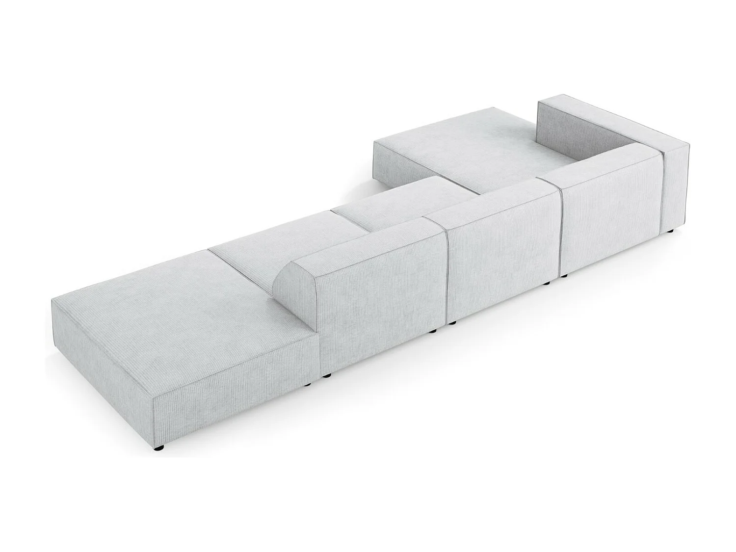 Cosmopolitan Design - Sofá de canto esquerdo "Arendal" 5 lugares em tecido chenille com efeito canelado cinza claro - 341x166x70cm