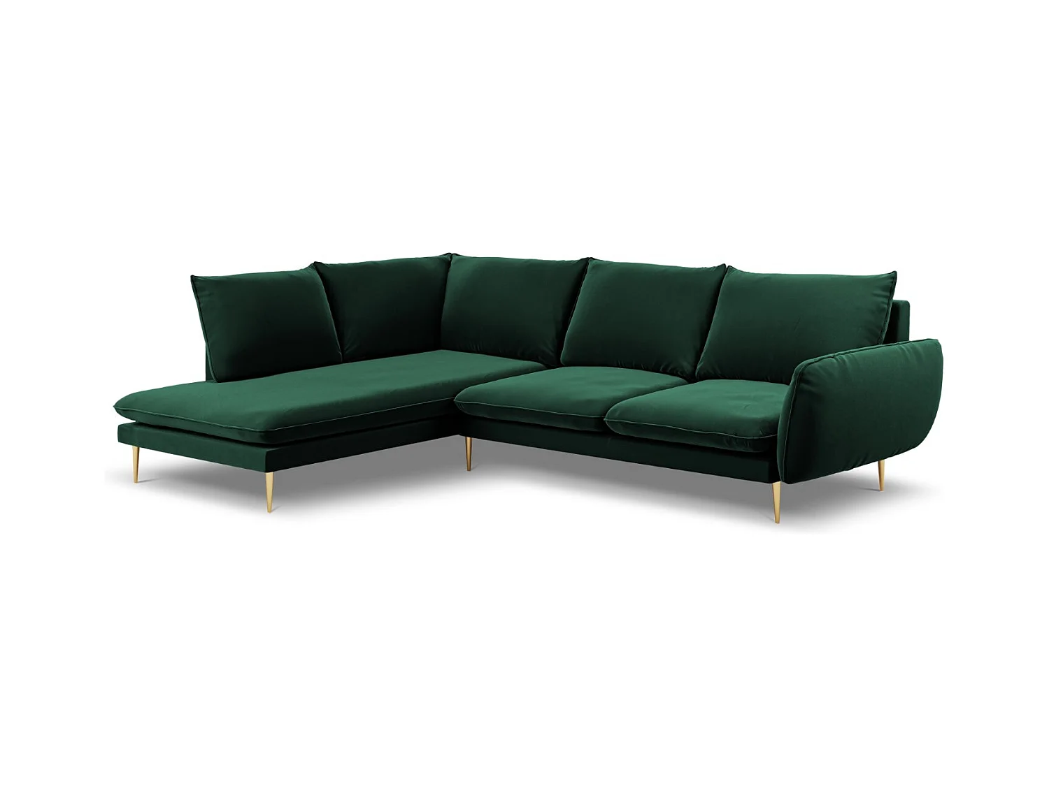 Cosmopolitan Design - Linker hoekbank "Vienna" 6 zitplaatsen, Flueel, Flessengroen - 275x185x95cm