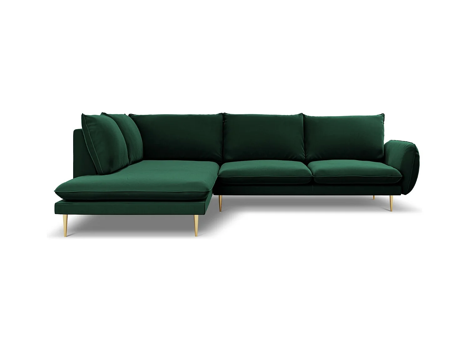 Cosmopolitan Design - Canapé d'angle gauche "Vienna" 6 places en velours vert bouteille - 275x185x95cm