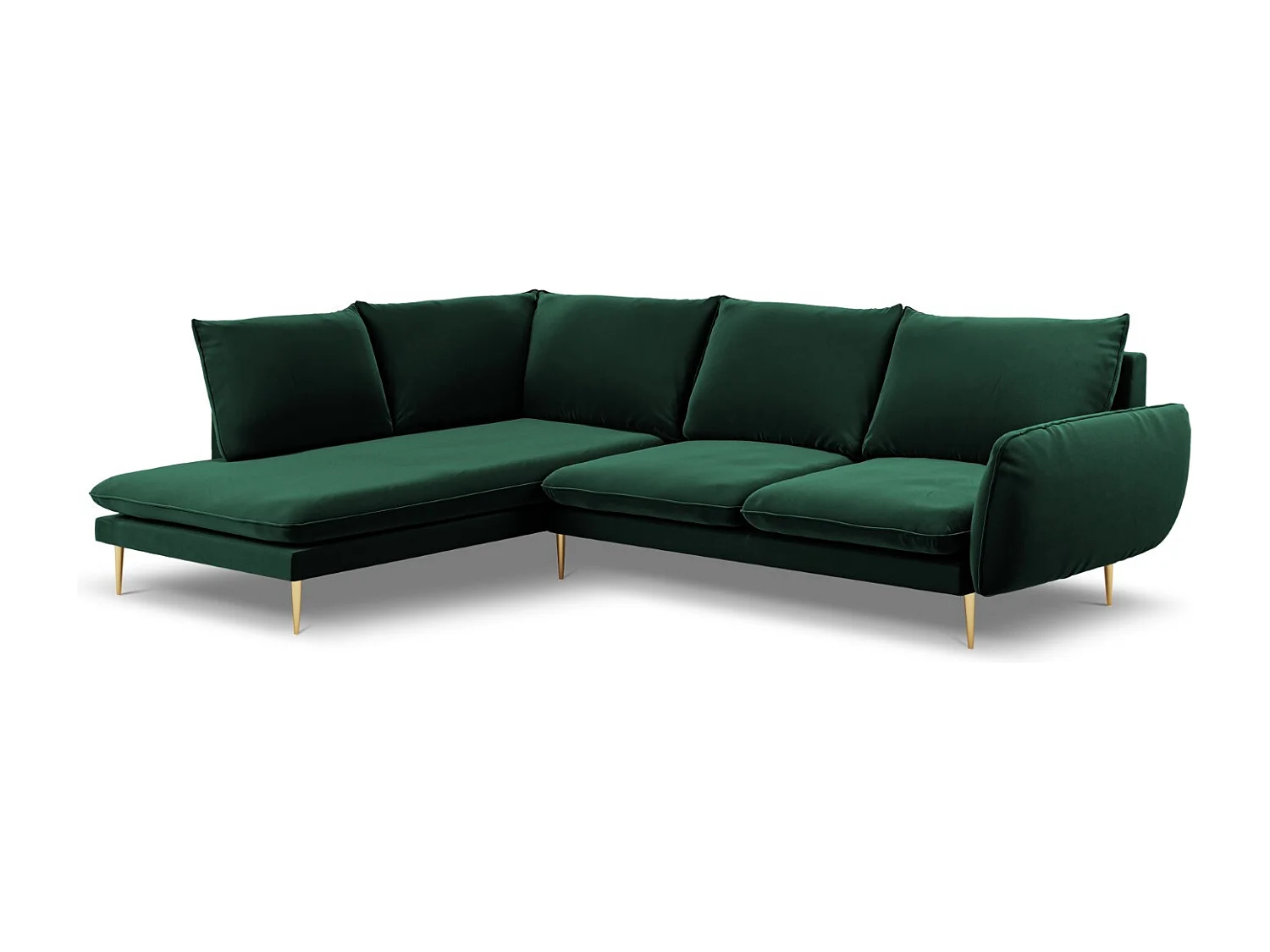 Cosmopolitan Design - Canapé d'angle gauche "Vienna" 6 places en velours vert bouteille - 275x185x95cm