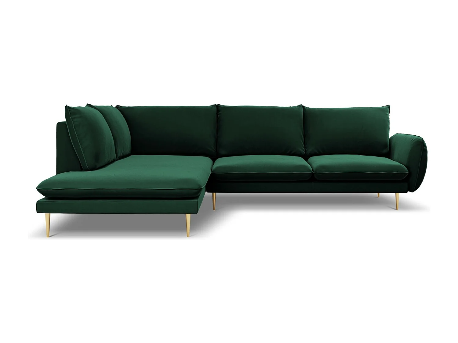 Cosmopolitan Design - Canapé d'angle gauche "Vienna" 6 places en velours vert bouteille - 275x185x95cm