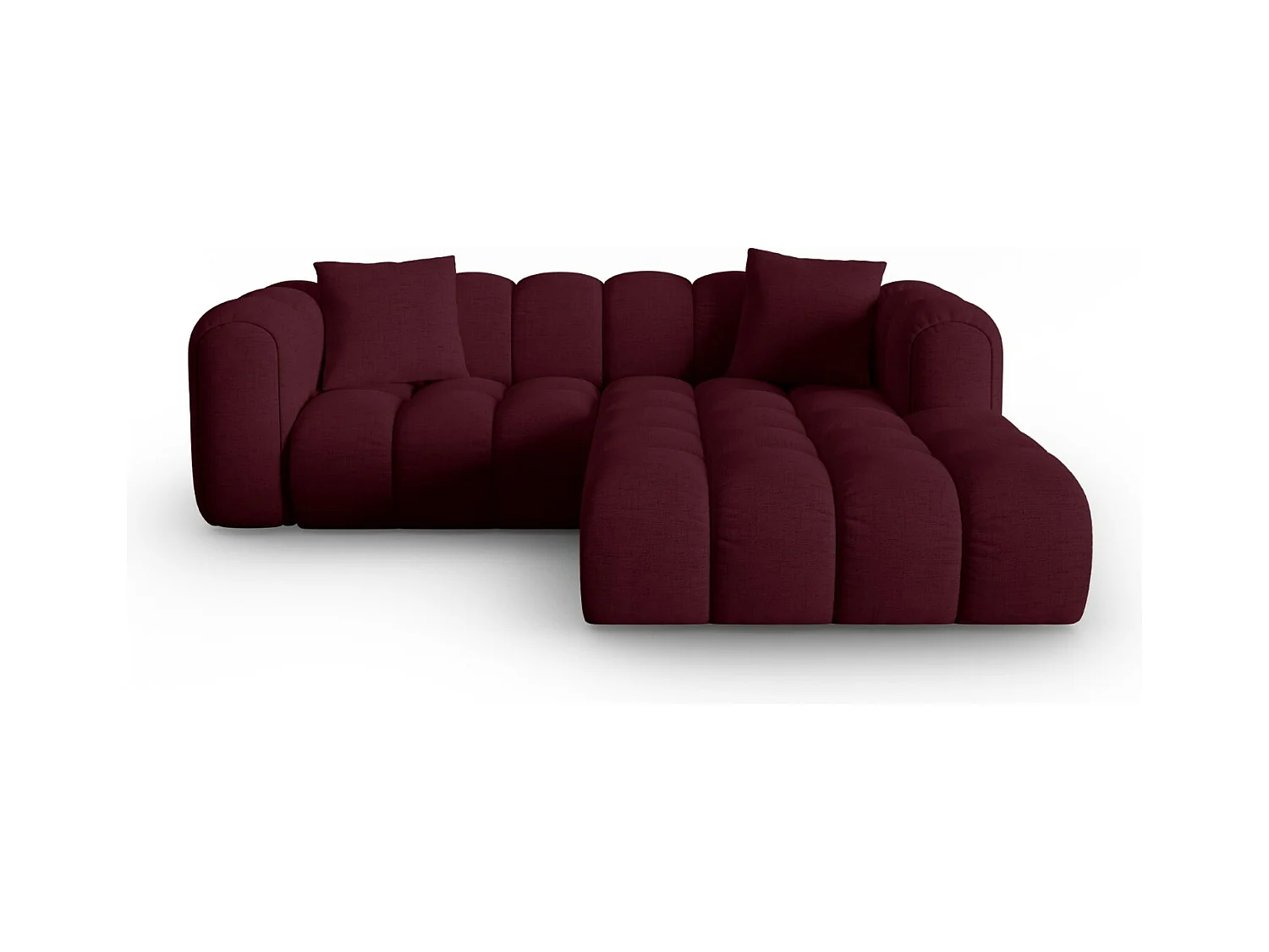 CXL by Christian Lacroix - Canapé d'angle droit modulable "Clotilde" 3 places en tissu structurel bordeaux - 187x190x70cm