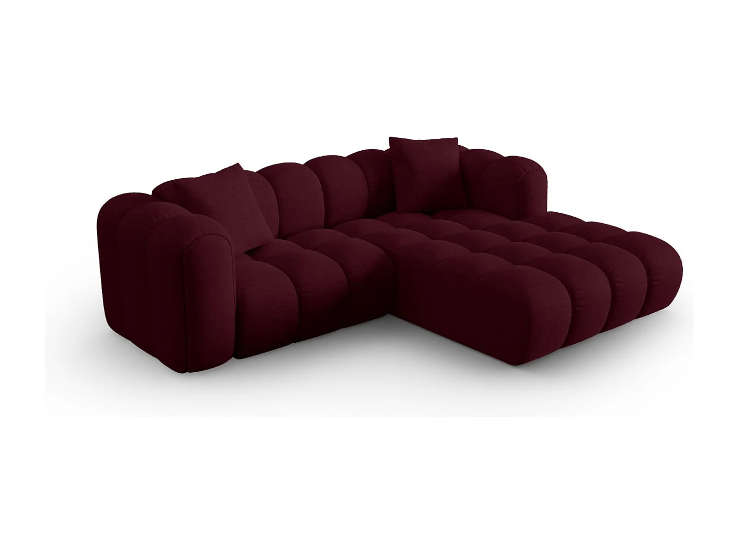 CXL by Christian Lacroix - Canapé d'angle droit modulable "Clotilde" 3 places en tissu structurel bordeaux - 187x190x70cm