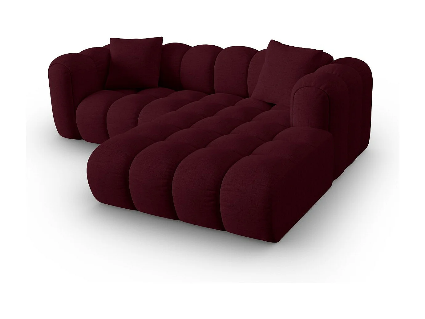 CXL by Christian Lacroix - Canapé d'angle droit modulable "Clotilde" 3 places en tissu structurel bordeaux - 187x190x70cm
