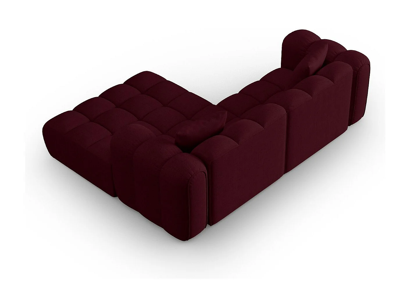 CXL by Christian Lacroix - Canapé d'angle droit modulable "Clotilde" 3 places en tissu structurel bordeaux - 187x190x70cm