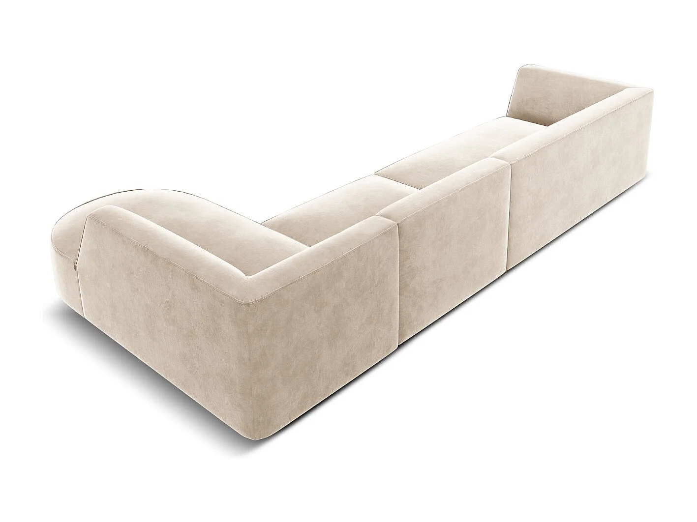 CXL by Christian Lacroix - Sofá esquinero derecho "Charles" 5 plazas de terciopelo beige claro - 366x180x69cm