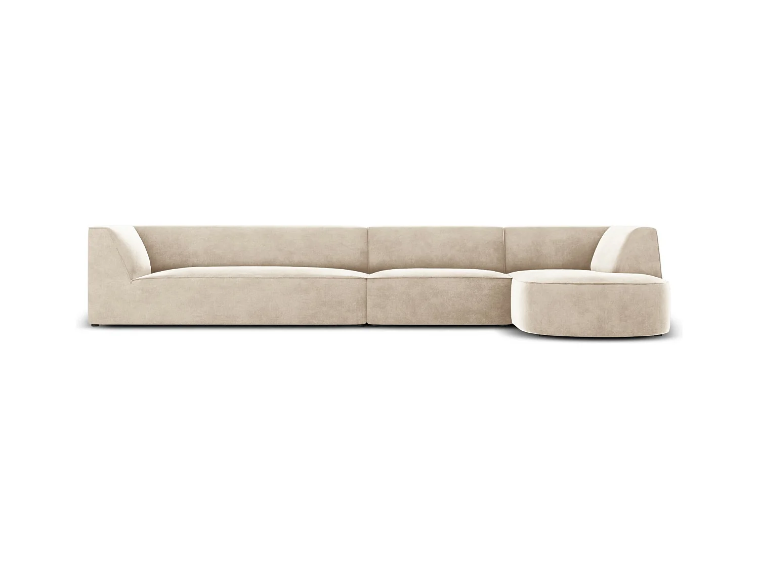 CXL by Christian Lacroix - Canapé d'angle droit "Charles" 5 places en velours beige clair - 366x180x69cm