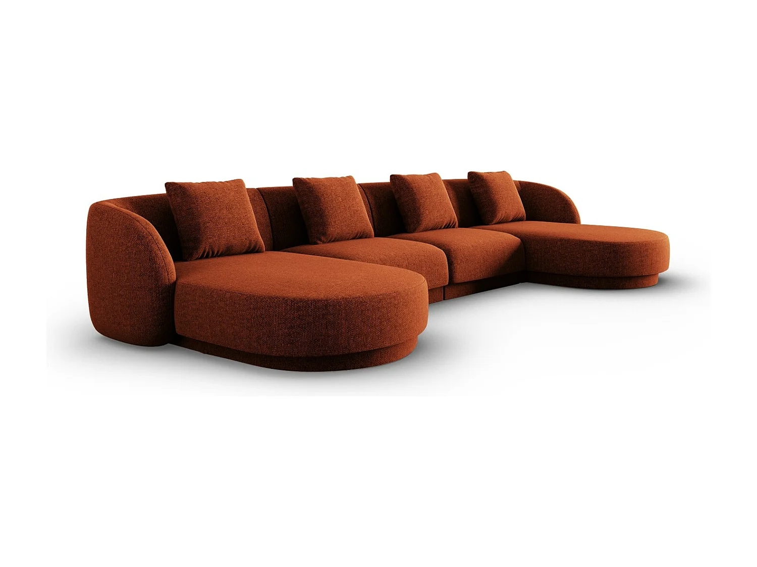 Cosmopolitan Design - 5-Sitzer Panoramasofa "Tulum" aus Chenille-Stoff terrakotta - 330x156x70cm