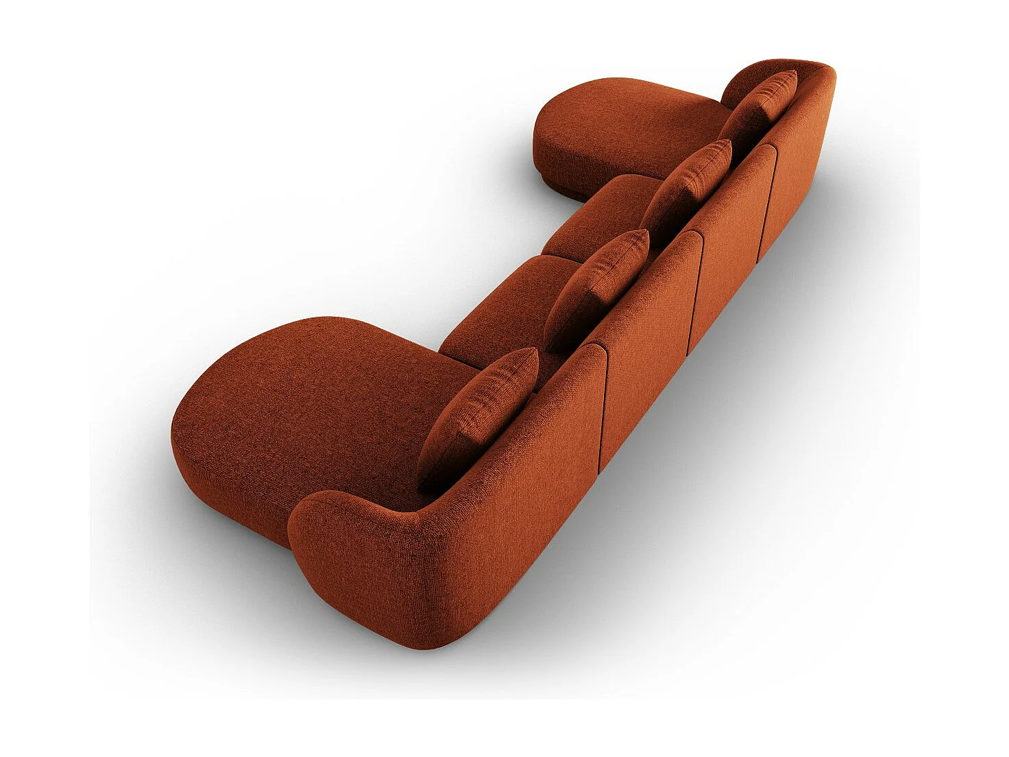 Cosmopolitan Design - 5-Sitzer Panoramasofa "Tulum" aus Chenille-Stoff terrakotta - 330x156x70cm