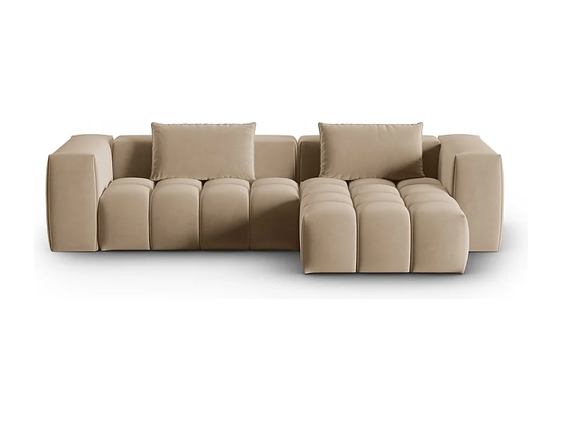 CXL by Christian Lacroix - Sofá esquinero modular derecho "Lorella" 3 plazas de terciopelo arena - 260x145x70cm