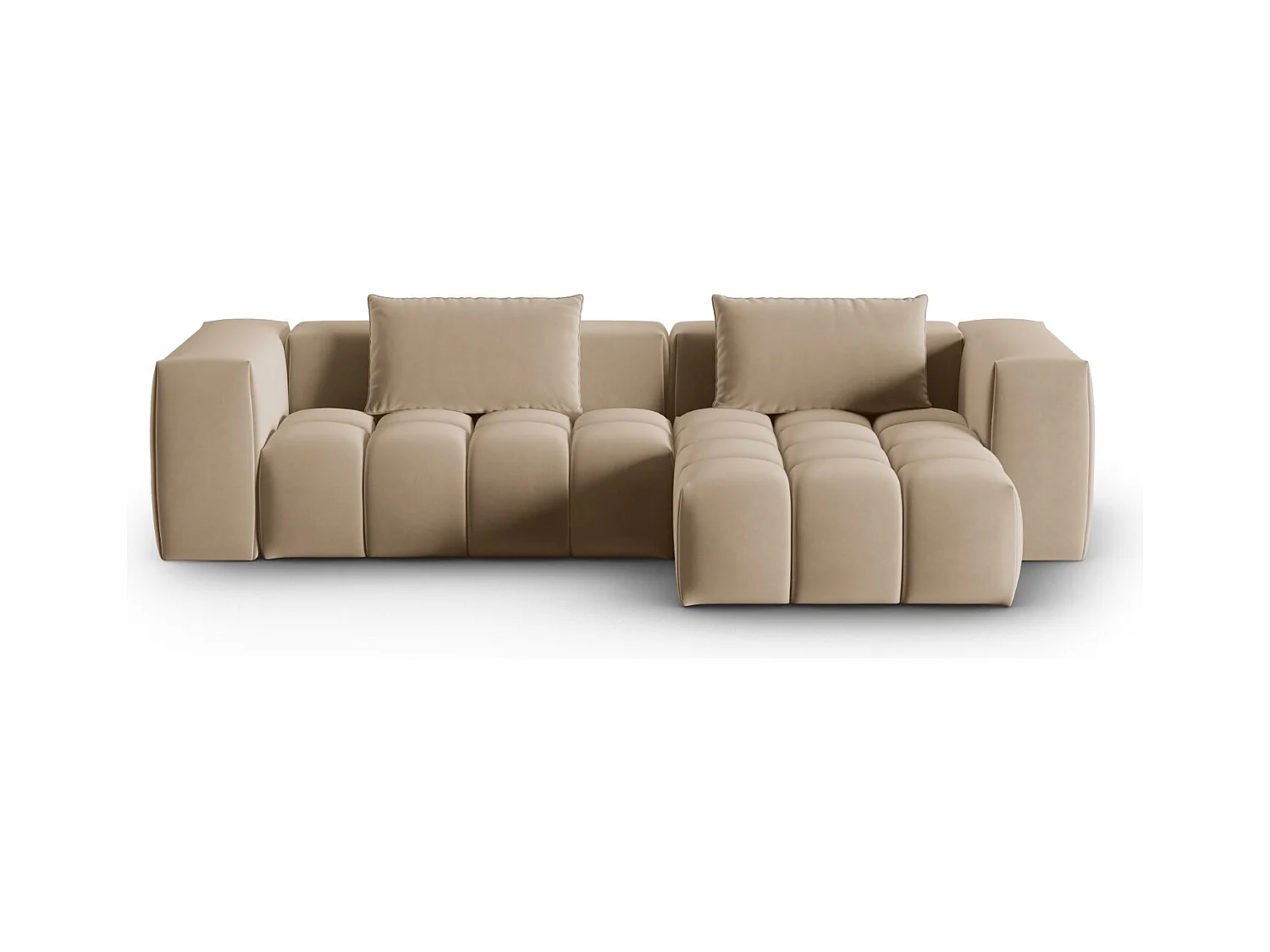 CXL by Christian Lacroix - Modulaire hoekbank rechts "Lorella" 3 zitplaatsen, Flueel, Zand - 260x145x70cm
