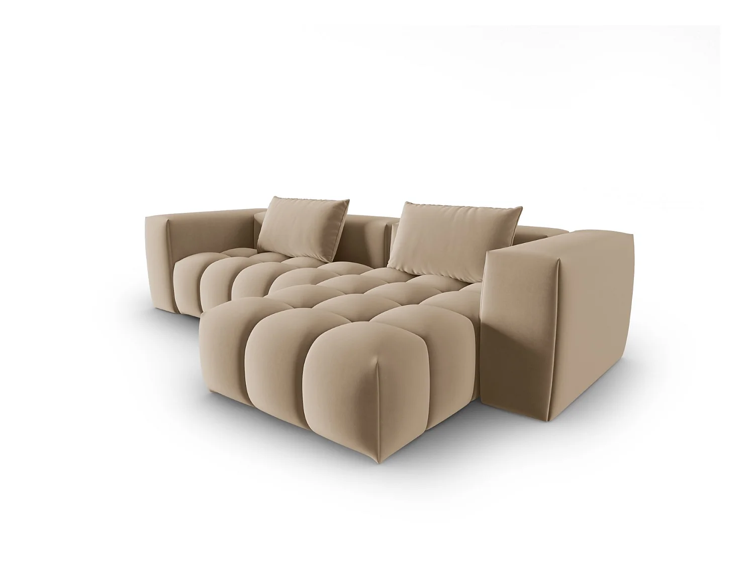 CXL by Christian Lacroix - Canapé d'angle droit modulable "Lorella" 3 places en velours le sable - 260x145x70cm