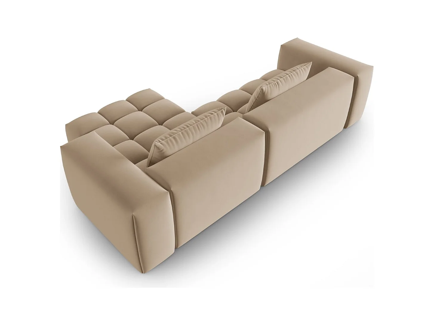 CXL by Christian Lacroix - Canapé d'angle droit modulable "Lorella" 3 places en velours le sable - 260x145x70cm